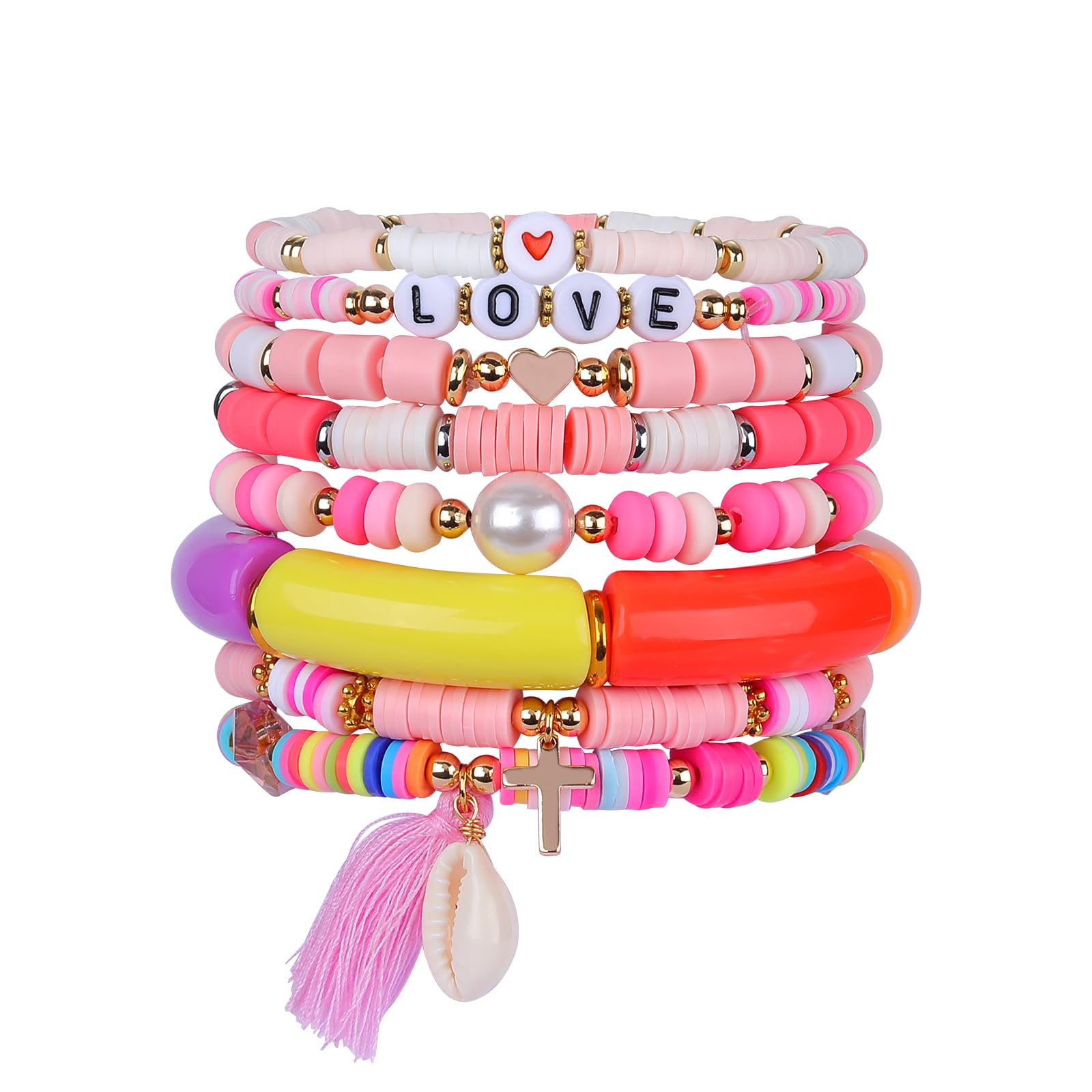 Ornaland Stretch Beaded Bracelets for Women & Men - Stackable Bohemian Heishi Beads Surfer Jewelry - Perfect for Summer, Beach, Festival & Boho Fashion Accessories