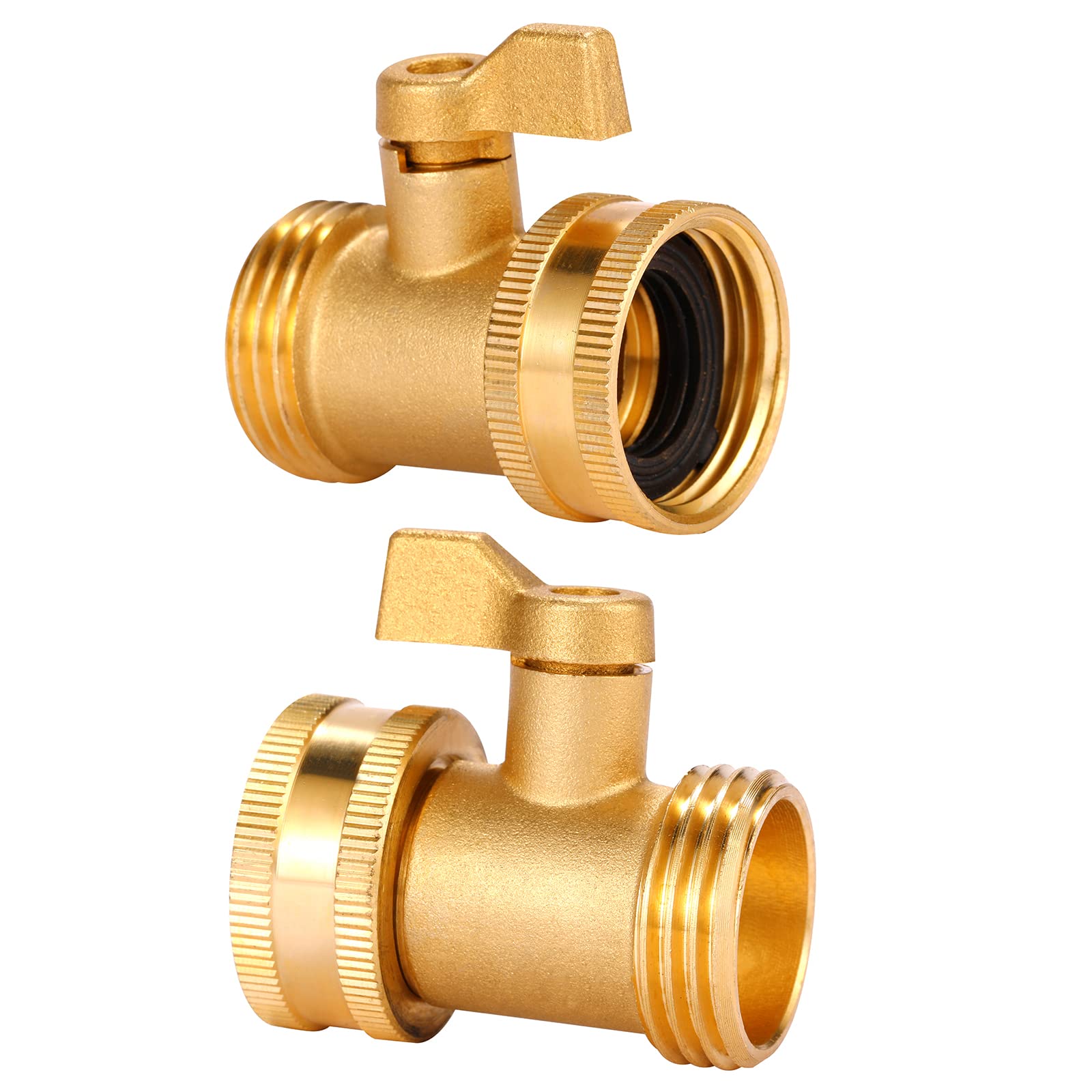 Heavy Duty 3/4 Inch Solid Brass Garden Hose Shut Off Valve - 2 Pack for Outdoor Watering, Lawn Irrigation & Car Washing