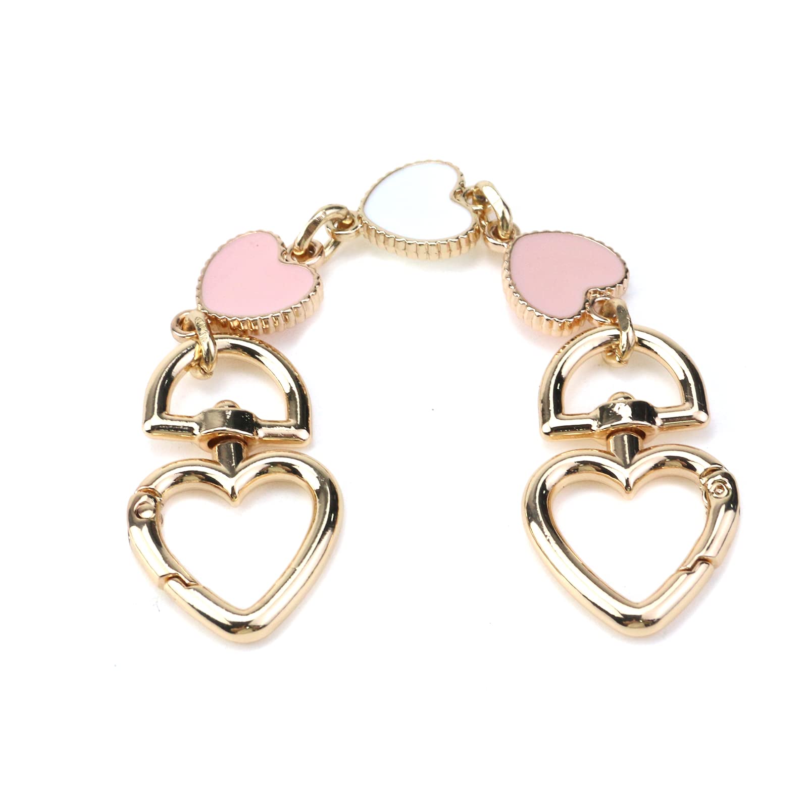 2PCS Heart Shape Bag Strap Extender - Adjustable Shoulder Bag Extension Chain for Handbags, Baskets & Luggage (Pink & White) | Perfect for Travel, Shopping & Everyday Use