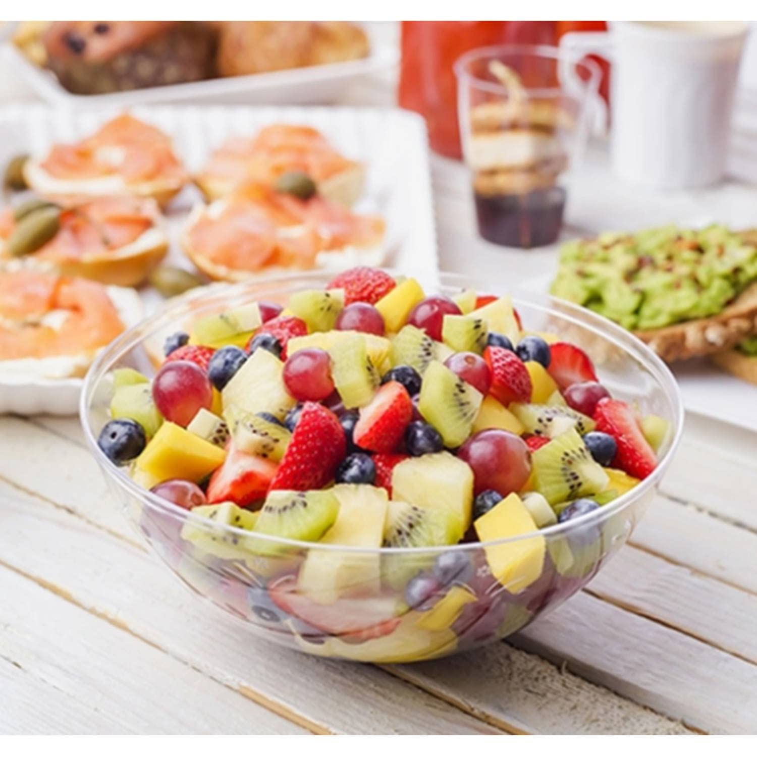 48-Pack 100oz Clear Plastic Party Bowls - Elegant Disposable Serving Bowls for Snacks, Salads, Chips & Candy | Perfect for Parties, Picnics & Catering Events