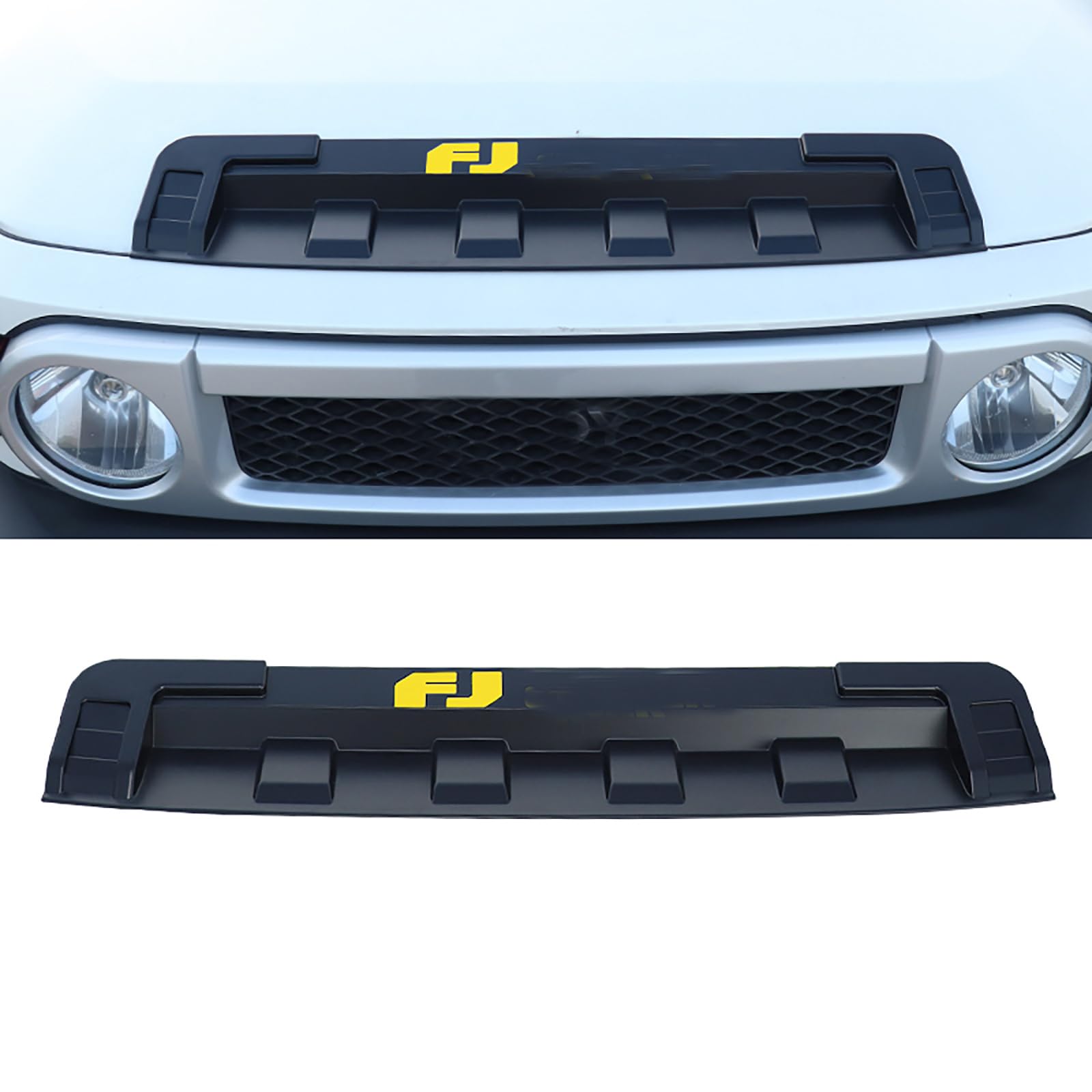 2007-2021 Toyota FJ Cruiser Front Hood Grill Cover - Yellow Bonnet Trim with LED Lamp | Durable ABS Plastic Replacement Part for Off-Road & Daily Driving Protection