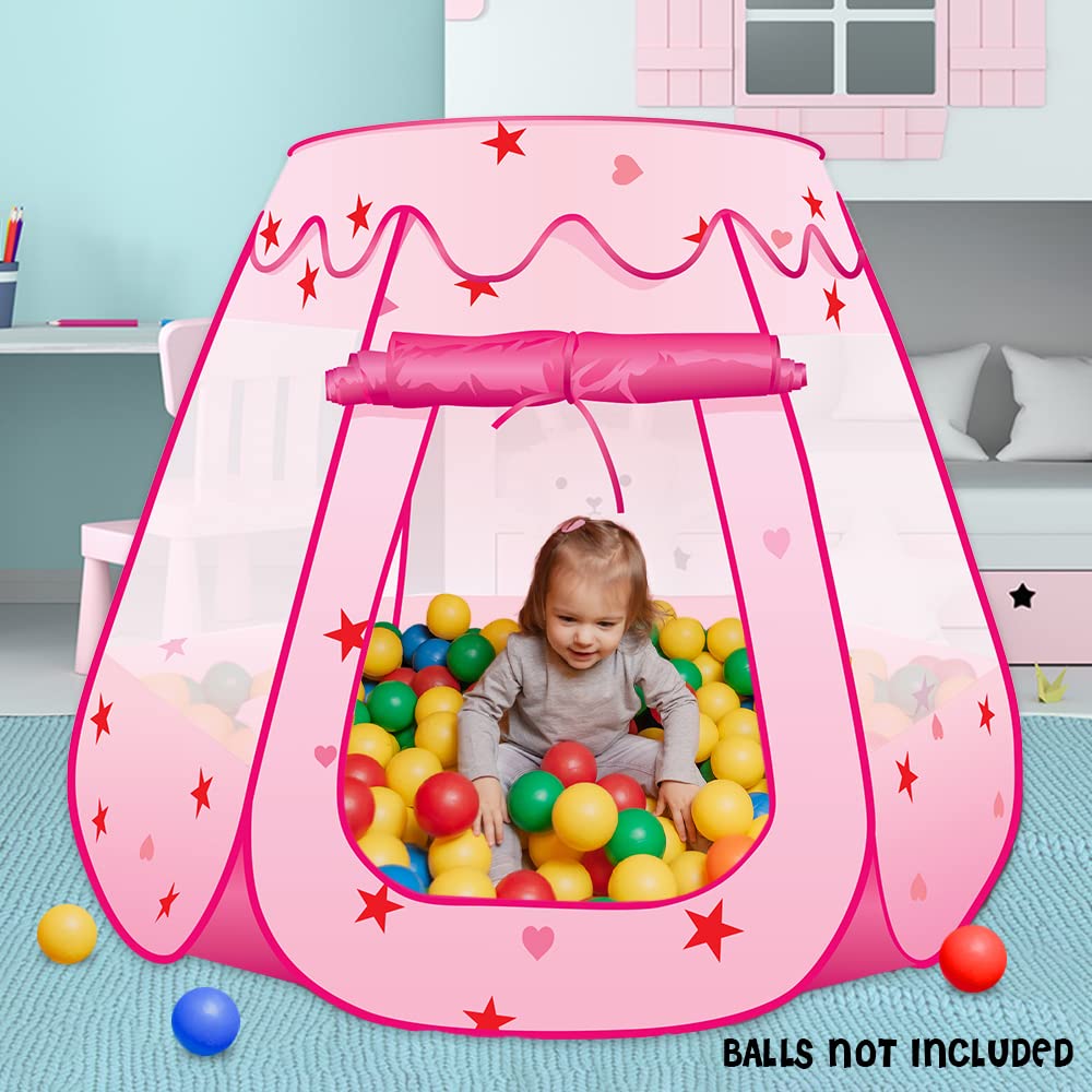 **ArtCreativity Princess Pop Up Play Tent for Kids - Foldable Indoor & Outdoor Playhouse with Carry Bag, Ball Pit Toys for Toddlers Ages 3-4 - Perfect for Birthday Gifts, Pretend Play & Backyard Fun**