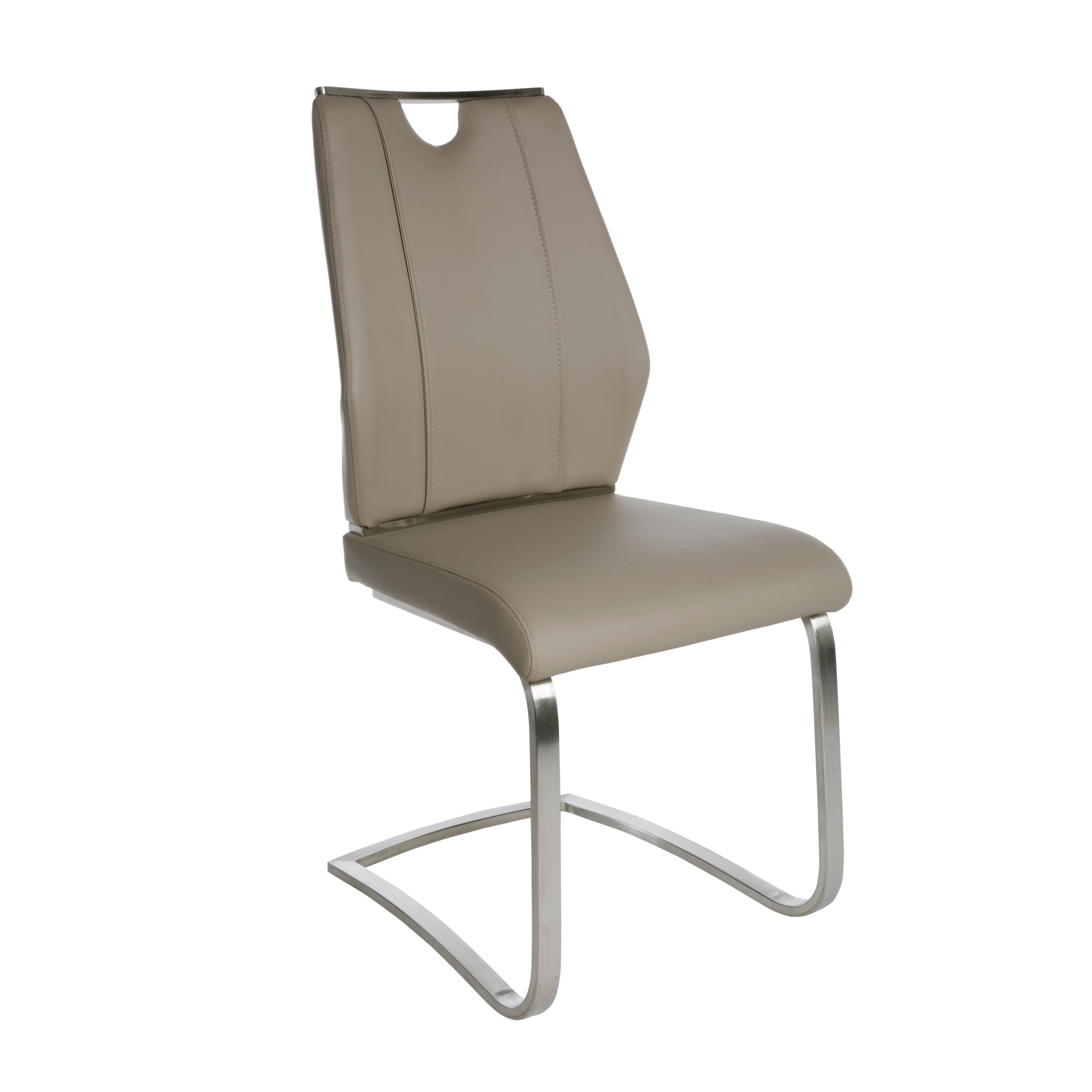 Lexington Side Leather Chair in Brushed Stainless Steel - Set of 2 Modern Dining Chairs for Home & Office | Perfect for Dining Rooms, Conference Tables & Lounge Areas