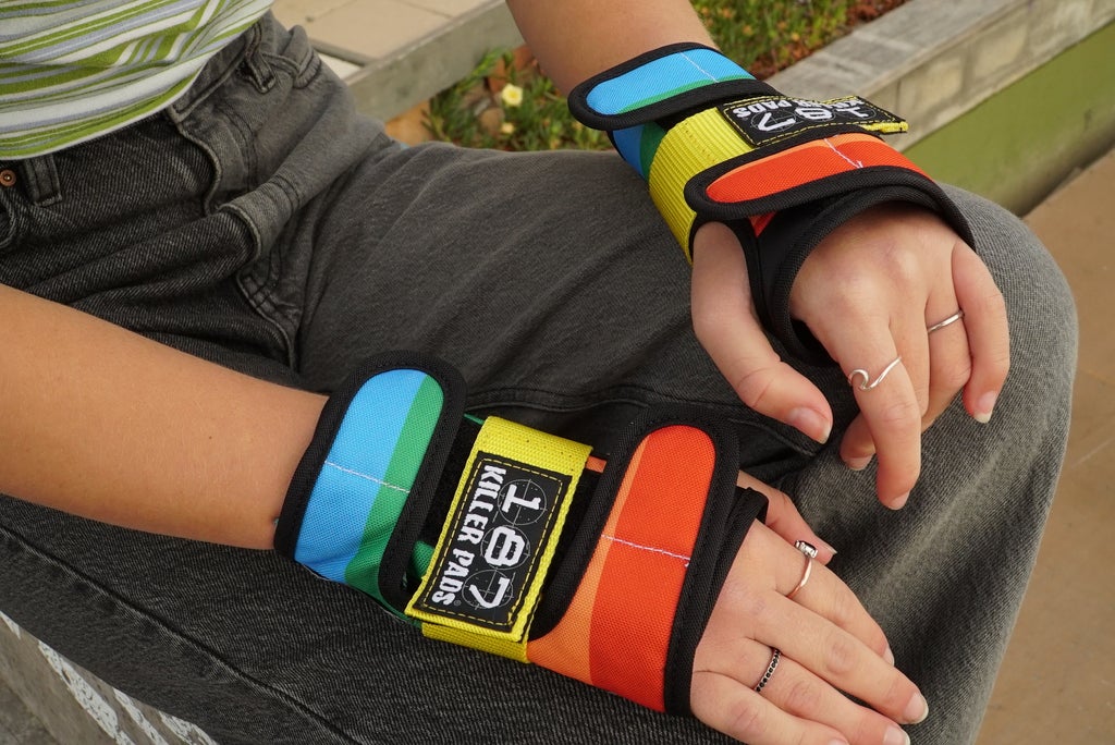 187 Wrist Guards for Skateboarding & Rollerblading - Rainbow Color Protective Gear for Kids & Adults - Perfect for Sports, Fitness & Outdoor Activities