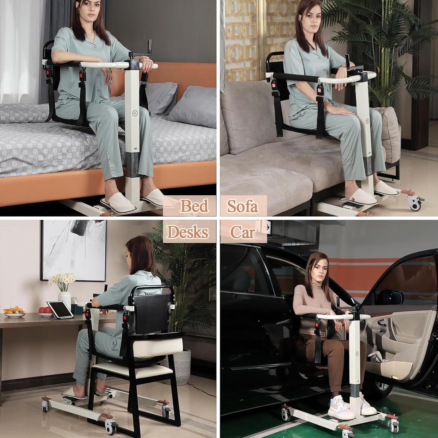 Portable Patient Lift Transfer Chair for Home & Car - Elderly Mobility Aid with Bedside Commode - Safe Patient Lifting Equipment for Seniors & Disabled (Ideal for Home Care, Hospital Transfers & Travel)