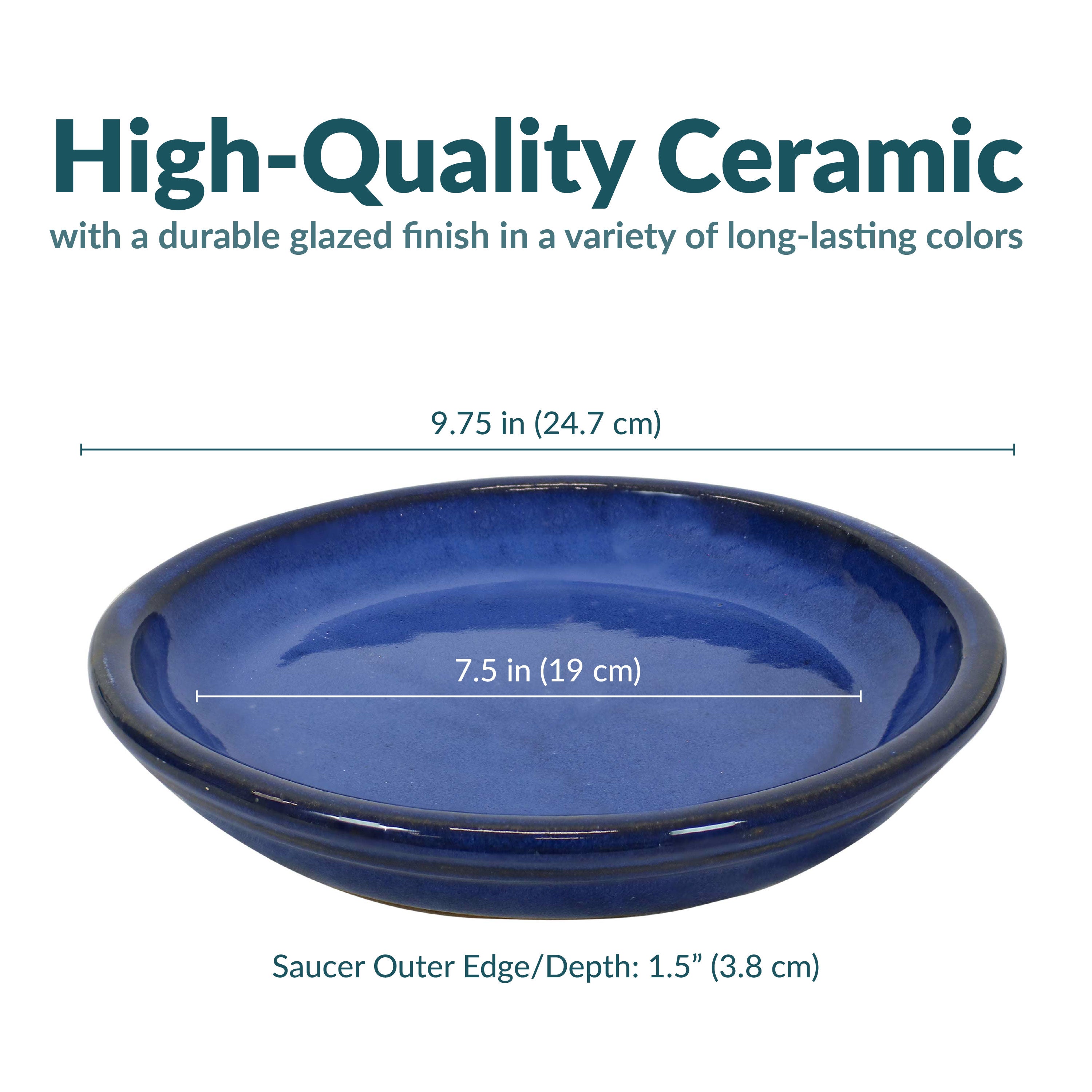 Sunnydaze 4-Pack Glazed Ceramic Plant Saucers for Indoor & Outdoor Potted Plants – Perfect for Home, Garden, and Patio Decor