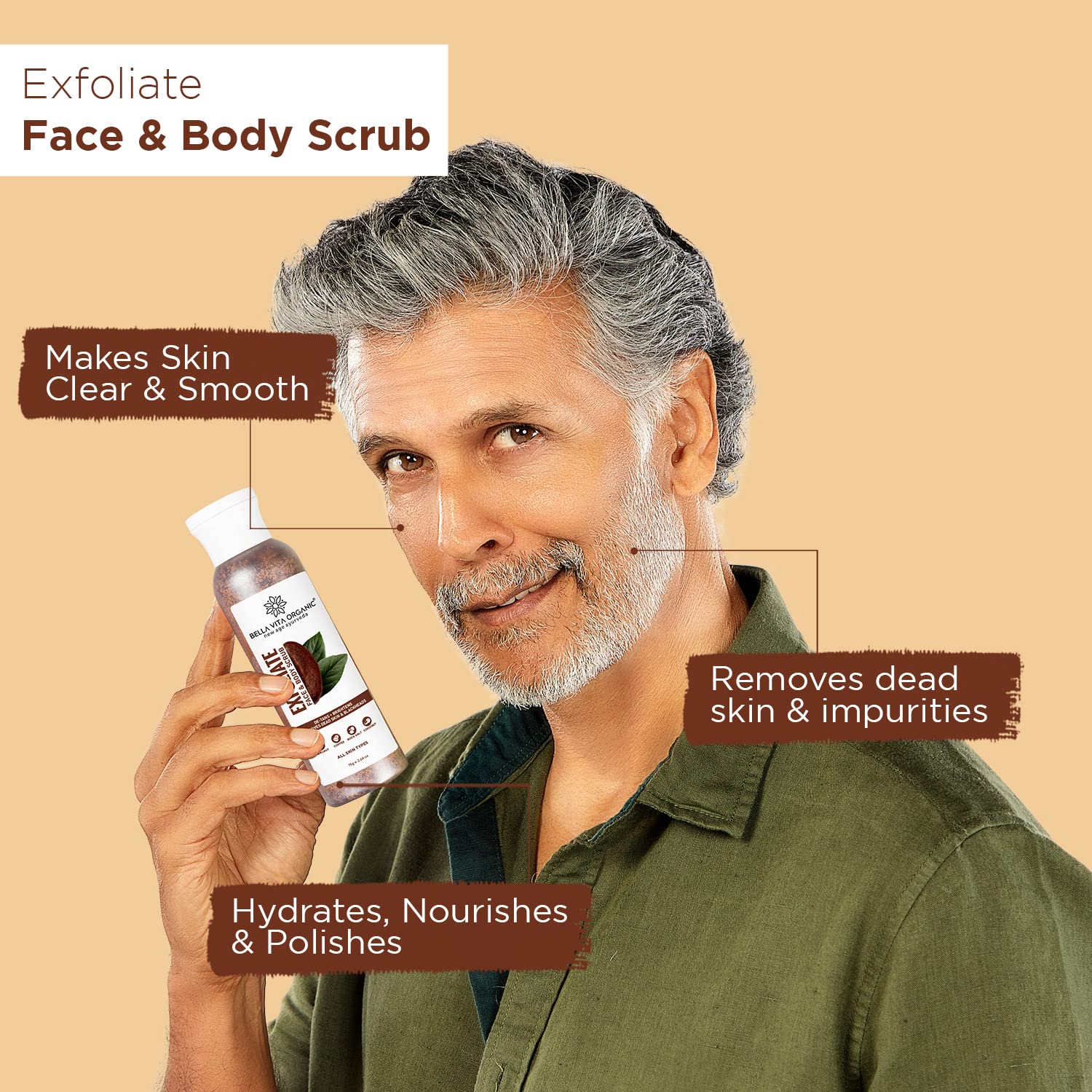 Bella Vita Organic Coffee Scrub & Anti-Acne Face Wash Set - Exfoliating Blackhead Remover for Face & Body (75g) + Oil Control Cleanser (100ml) | Skincare Routine for Glowing Skin, Perfect for Daily Use & Spa Days
