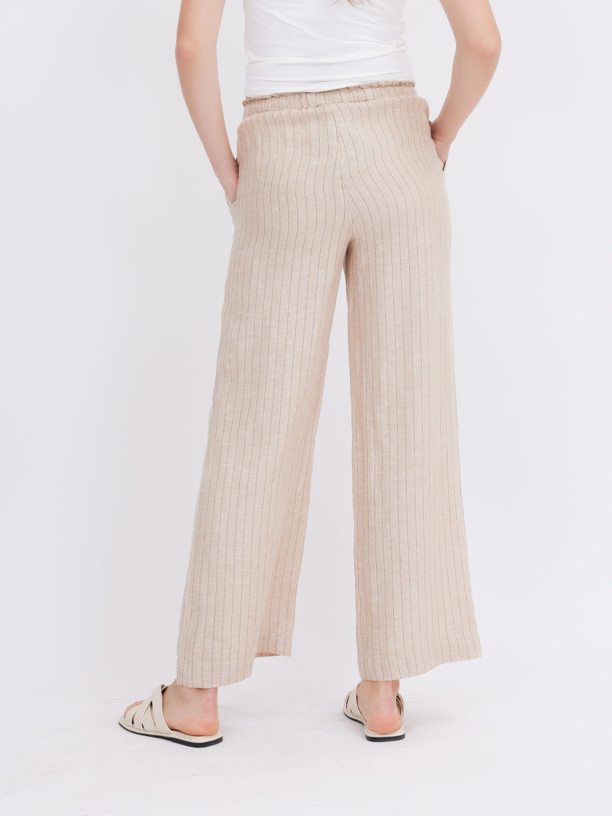 ASOBIO Women's Mid Rise Loose Fit Straight Leg Linen Pants - Breathable Summer Casual Pants for Beach, Travel & Everyday Wear