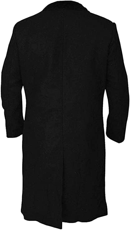 Men's Black Wool Long Trench Coat - Winter Warm Overcoat for Business & Casual Wear | Waterproof Windproof Outerwear for Office, Travel & Daily Use