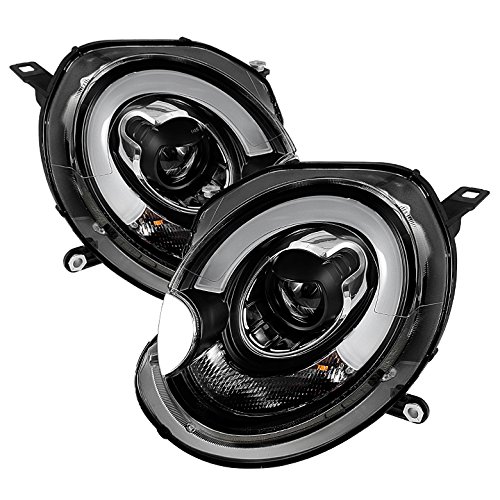 Xtune Mini Cooper Projector Headlights - Halogen Compatible, DRL, Black Housing & Clear Lens - Upgrade for Night Driving & Enhanced Style