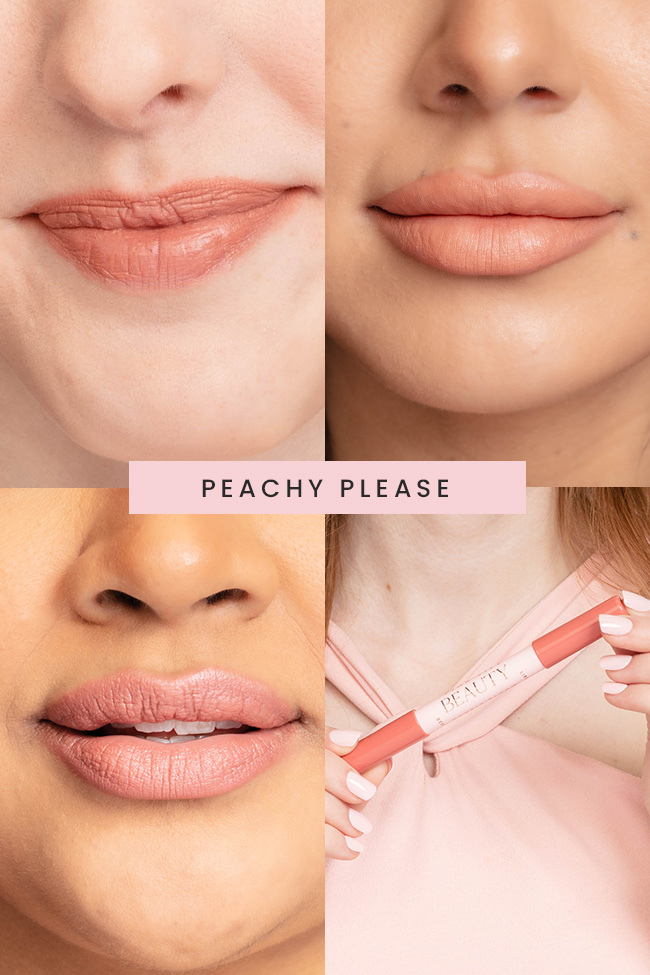 Pink Lily Beauty Double Bloom Dual Lipstick & Lip Liner Set - Peachy Please | Long-Lasting Matte & Glossy Finish | Perfect for Everyday Wear & Special Occasions
