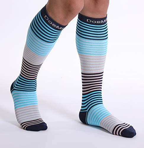 Doc Miller Compression Socks for Women & Men - 15-20mmHg Medical Grade Knee High Support Socks - Ideal for Running, Nursing, Travel, Pregnancy & Varicose Veins Relief - Perfect for Athletes, Nurses & Frequent Flyers (1 Pair)