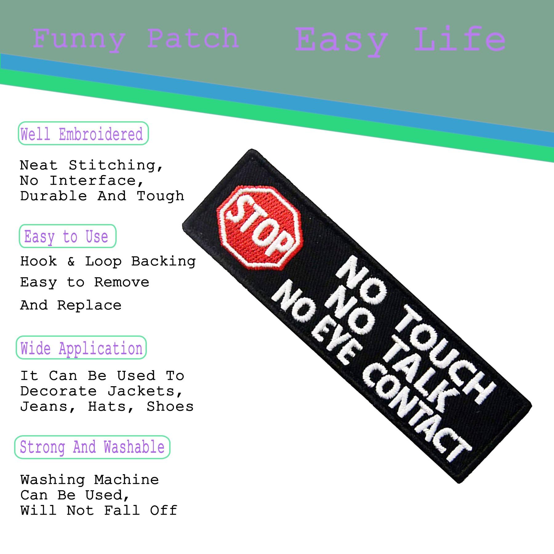 Service Dog Tactical Patch - No Touch No Talk No Eye Contact Embroidered Emblem for Dog Vests & Harnesses | Hook & Loop Fastener | Perfect for Training, Public Outings & Service Animal Identification