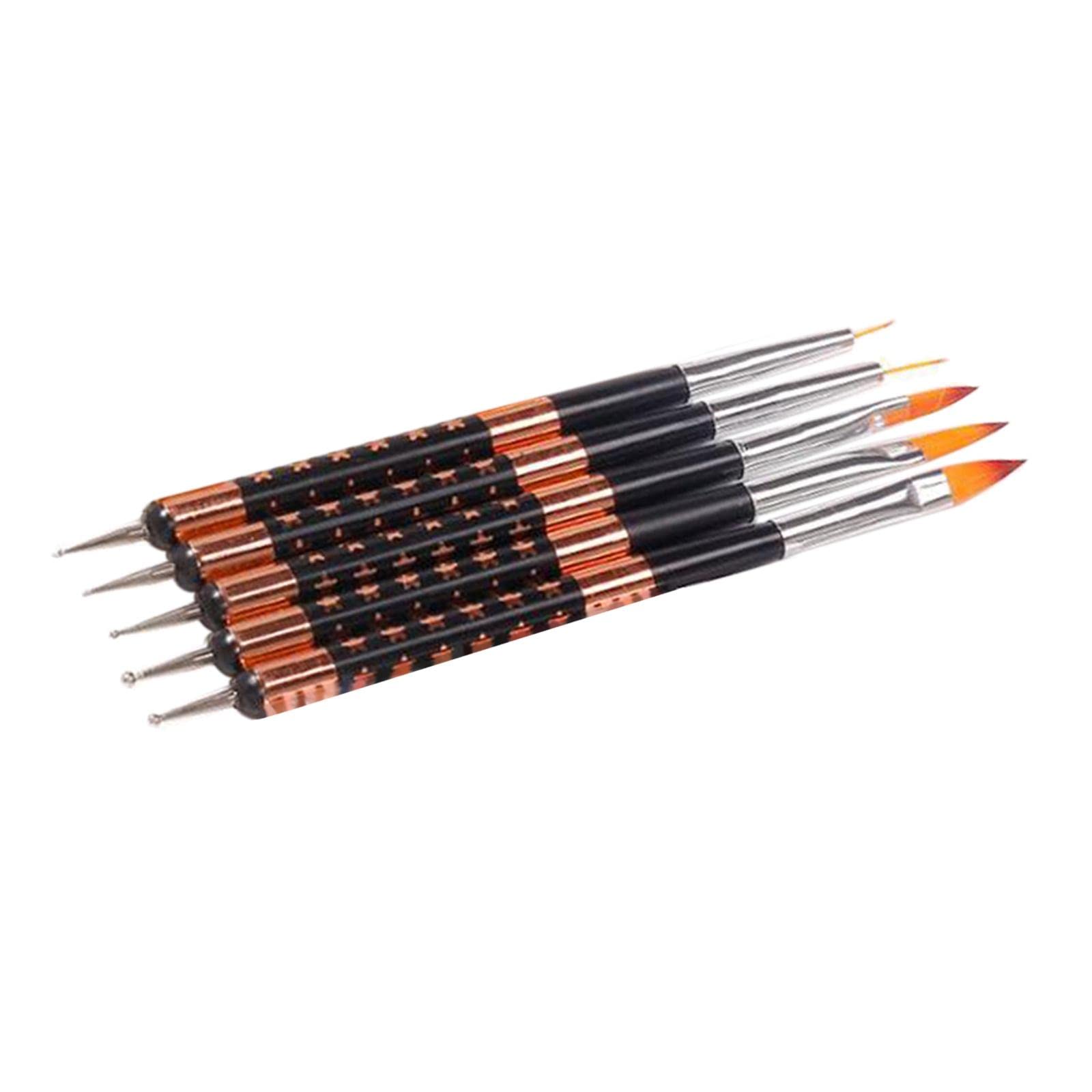 5Pcs Double Ended Nail Art Brushes Set - Professional Dotting & Liner Brushes for Manicure, DIY Nail Art Designs, Painting and Drawing - Perfect for Salon, Home Use & Nail Art Enthusiasts