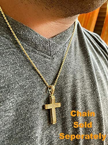 HarlemBling 925 Sterling Silver Iced Cross Pendant with 0.8ct D VVS Moissanite - Small 1