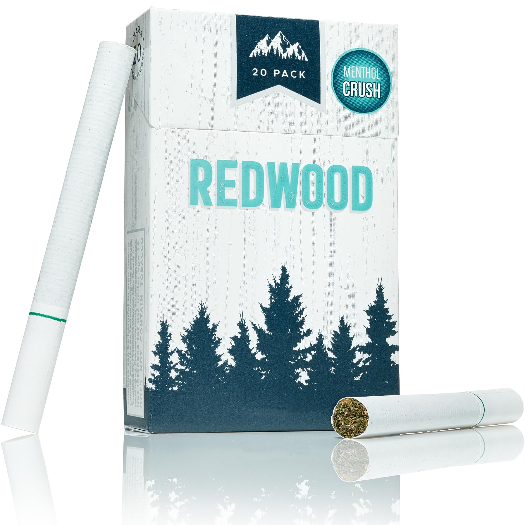 Premium Redwood Herbal Menthol Cigarettes - 100% Natural Tobacco-Free & Nicotine-Free - USA Made - 20 Pre-Rolled Cigarettes (Pack of 1) - Perfect for Relaxation, Meditation & Social Occasions