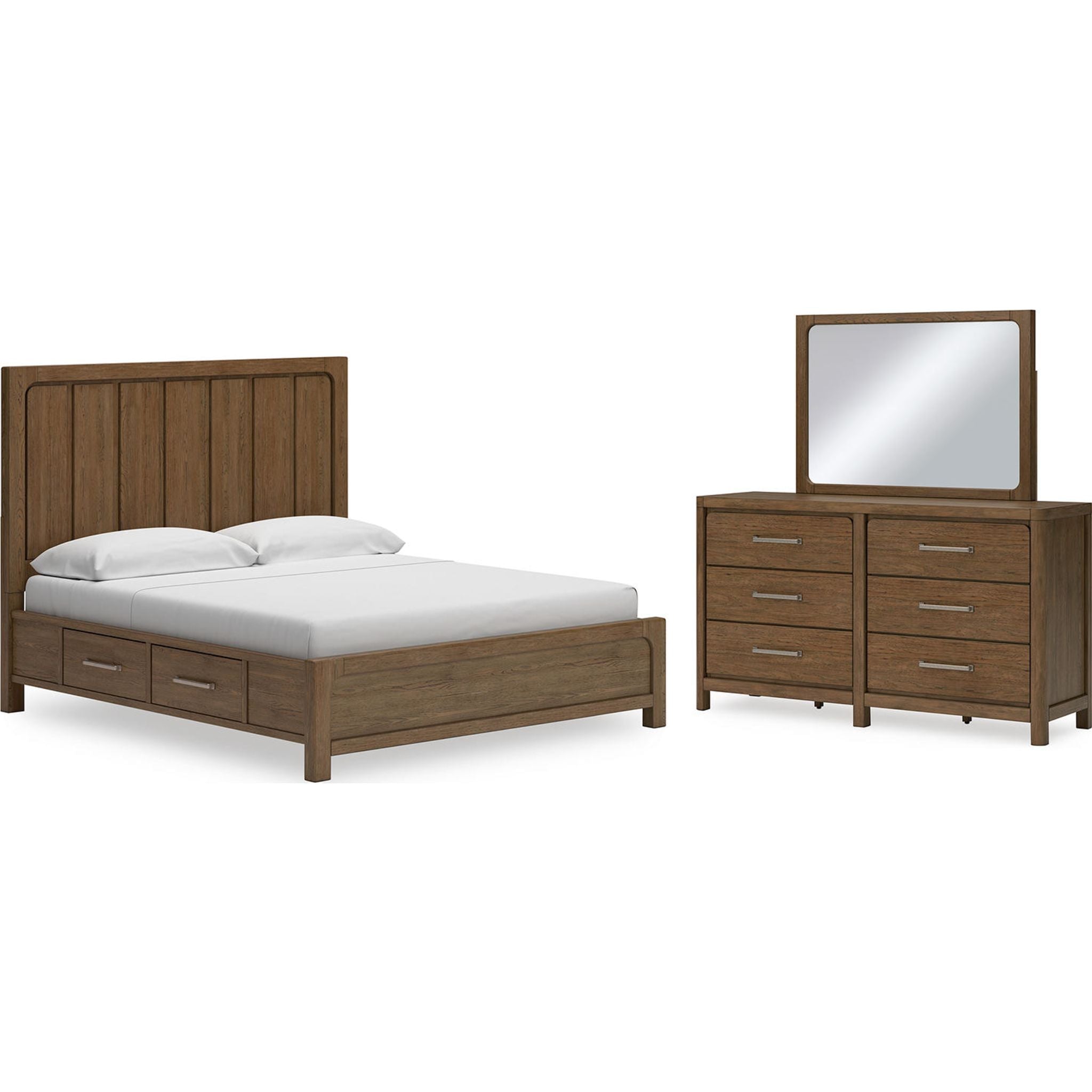 Cabalynn 5-Piece King Size Bedroom Set with Storage - Modern Bed Frame, Nightstand & Dresser - Perfect for Master Bedroom, Guest Room & Small Space Organization