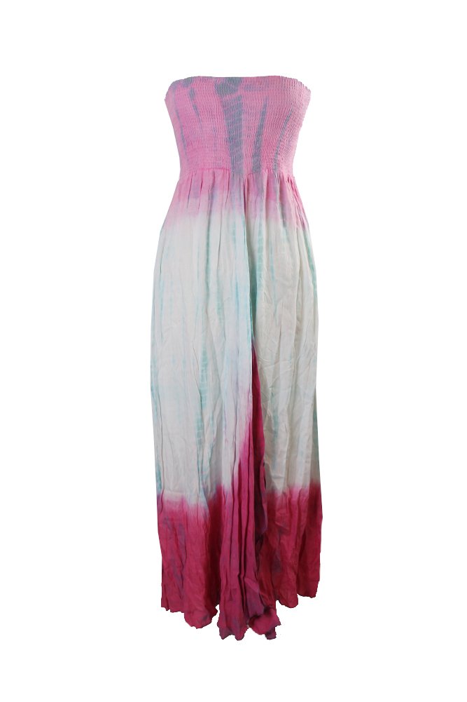Women's Tie-Dye Maxi Dress Cover Up - Pink Boho Beach Dress for Summer Vacation, Pool Party & Music Festival (X-Large)