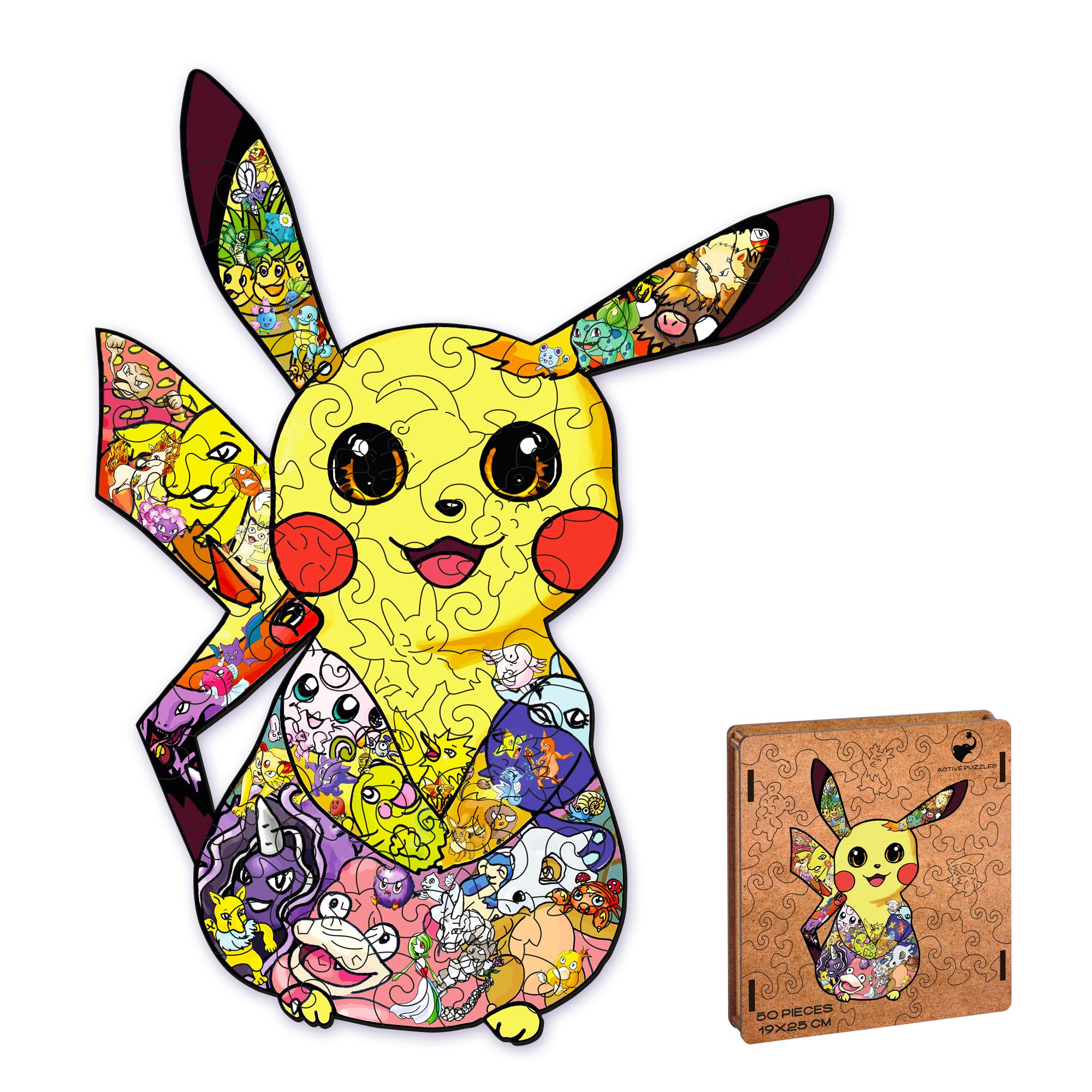 Japanese Anime Wooden Puzzle with Unique Design Pieces - 50 Pieces, 24 x 26 cm (Creature Amazrilla XS) - Perfect for Kids' Brain Development, Family Game Night & Anime Fans Collection