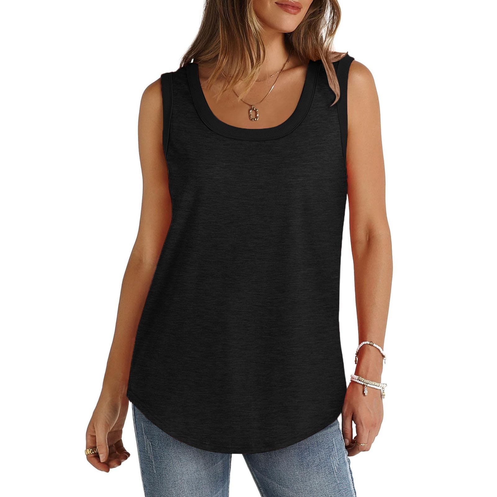 Women's Summer Tank Tops - Loose Fit Sleeveless Long T-Shirt, Flowy O-Neck Casual Tunic Basic Tee (2024 Trendy) | Perfect for Beach, Yoga & Everyday Wear