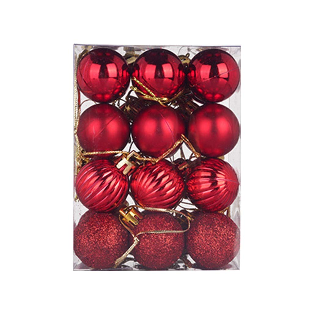 Gosuguu 24-Piece Shatterproof Christmas Ball Ornaments Set - 4 Elegant Styles (1.5 Inch) for Xmas Tree, Holiday, Wedding & Party Decorations | Durable Hanging Decor for Festive Home, Office & Outdoor Christmas Displays