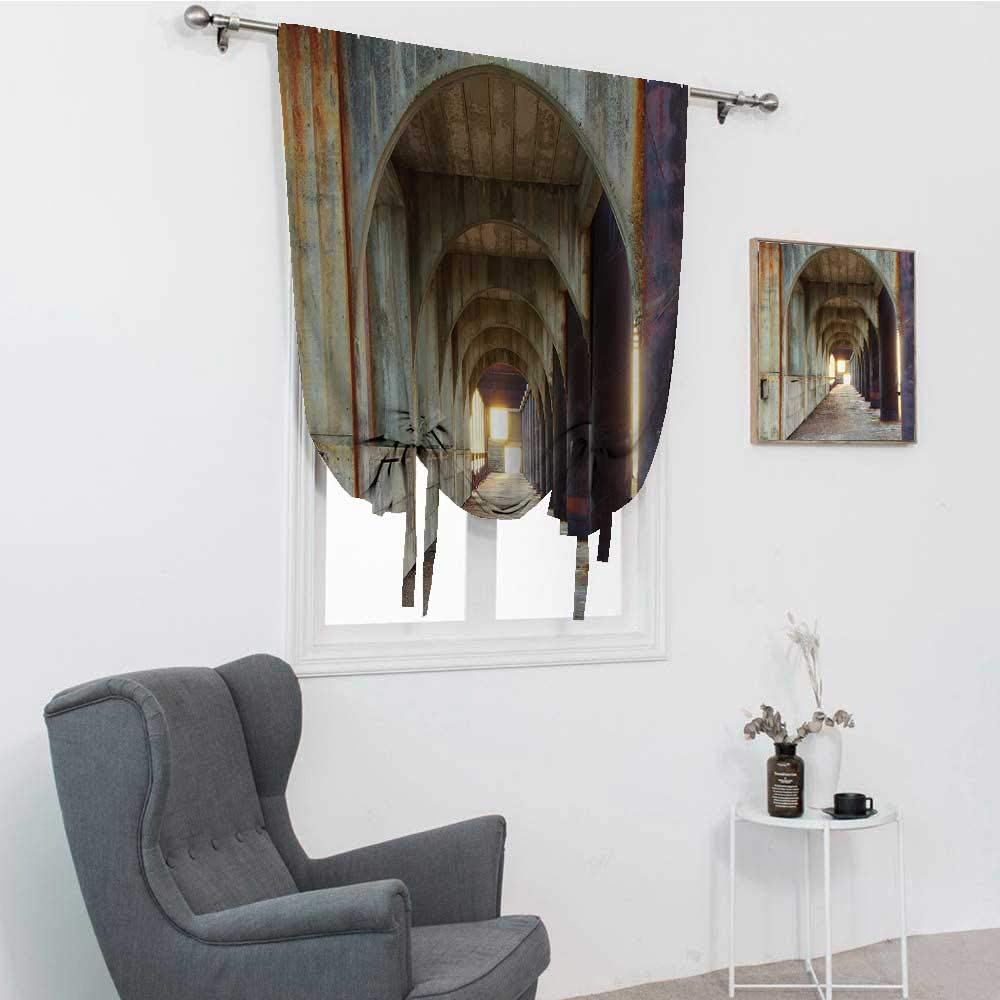 Urban Industrial Rustic Curtains for Apartment Decor - Brown Purple, 48