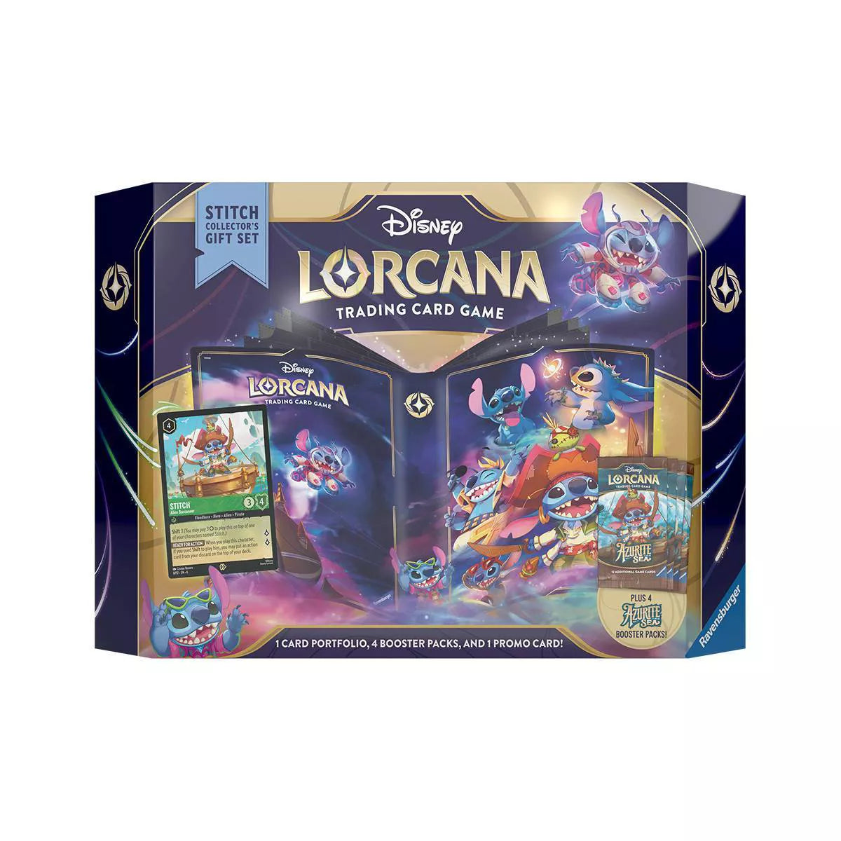 Disney Lorcana Azurite Sea Stitch Collector's Gift Set - Rare Trading Card Game Deck for Disney Fans | Perfect for Game Nights, Collectors & Disney Enthusiasts