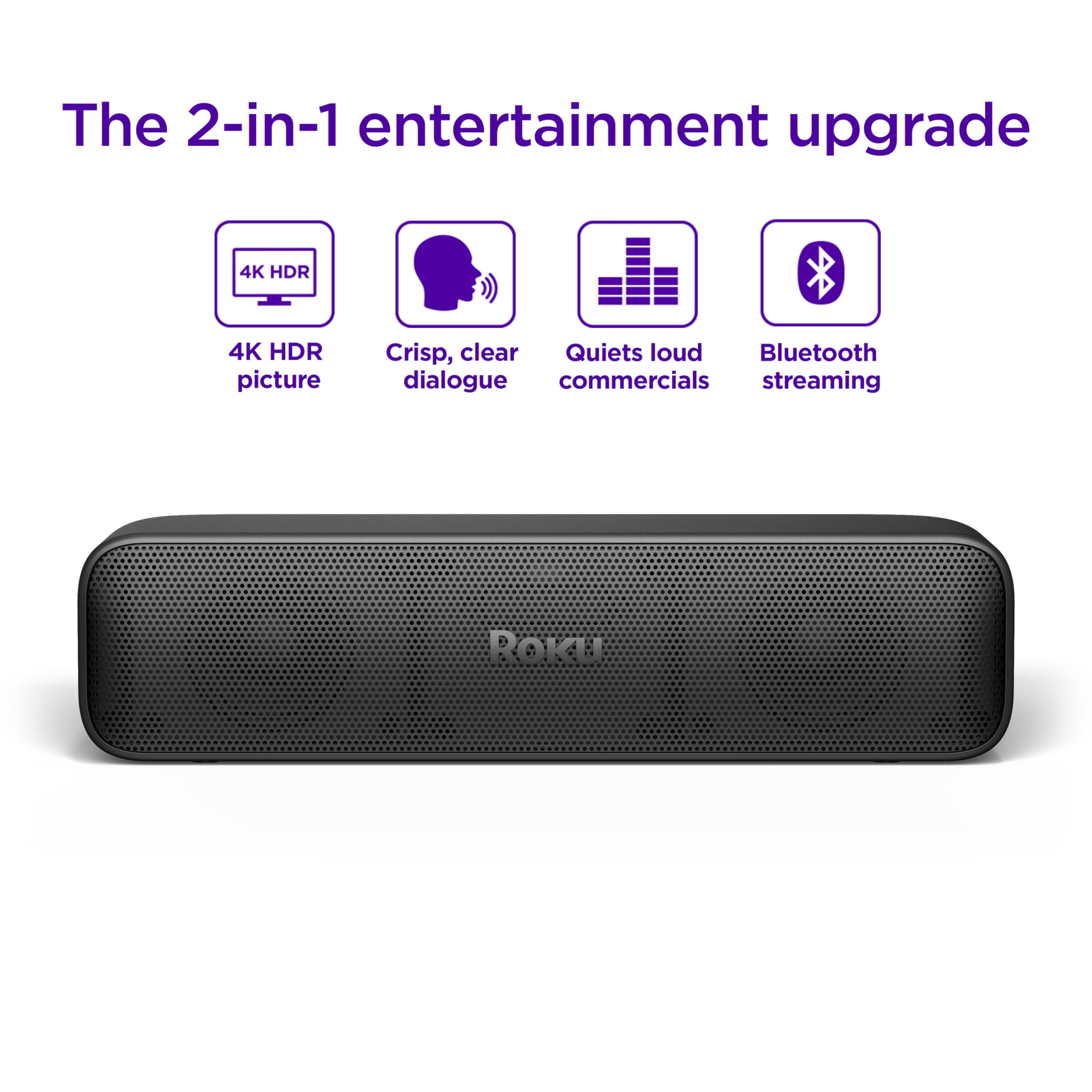 Roku Streambar SE - 2-in-1 TV Soundbar with Built-in 4K/HD/HDR Streaming | Premium Audio & Enhanced Speech Clarity for Clear Dialogue | Easy Setup | Perfect for Home Theater & Movie Nights