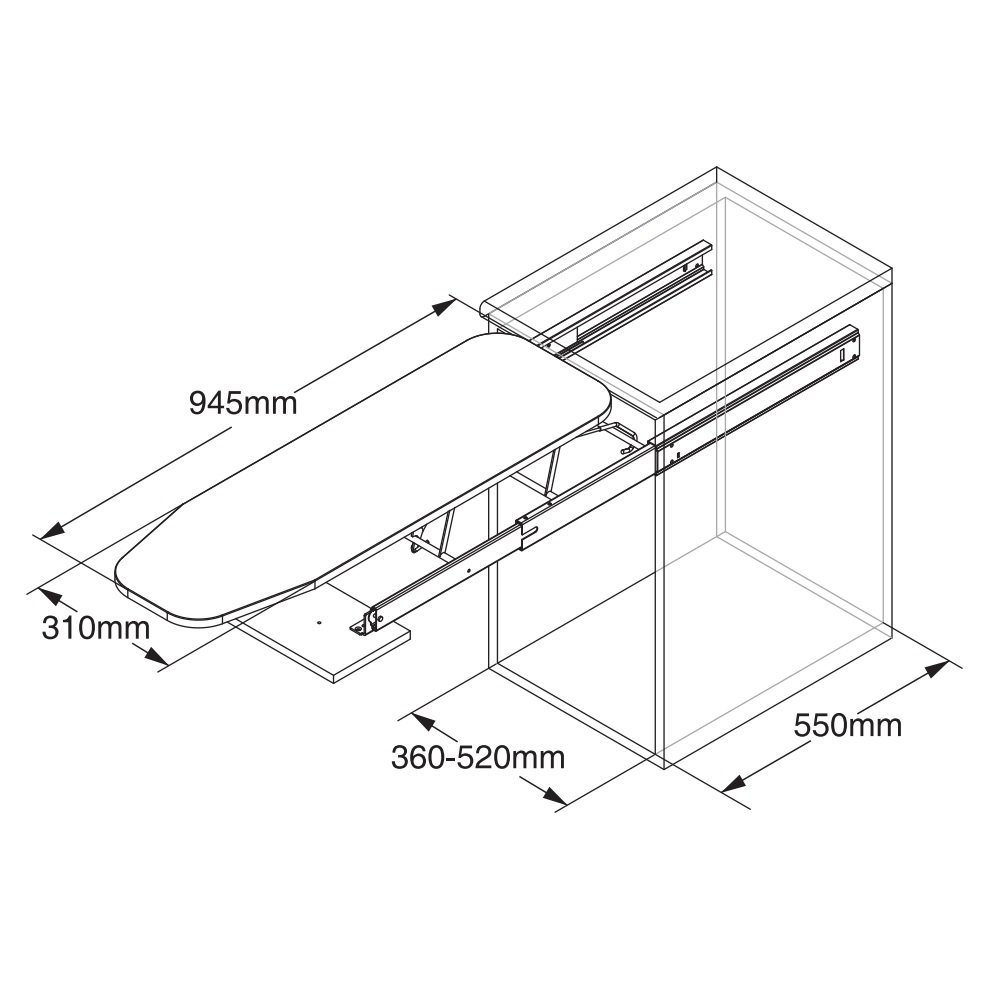 Foldable Ironing Board for Extendable Drawer - Space Saving White Iron Board for Small Laundry Rooms & Apartments | Perfect for Compact Homes & Closet Storage