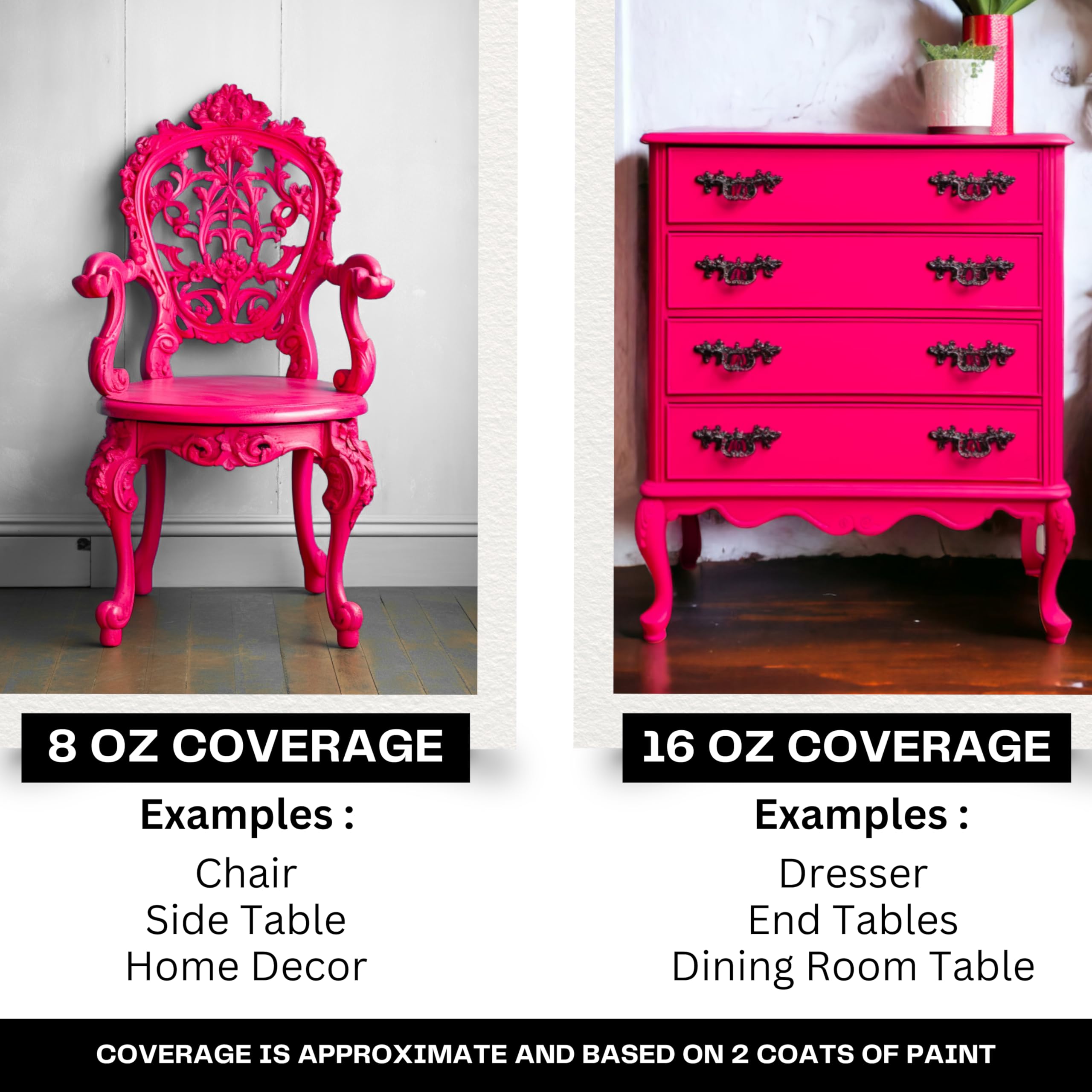 Premium Matte Hot Pink Chalk & Clay Paint for Furniture - 8oz | Non-Toxic DIY Wood Paint for Home Décor, Artists & Crafters | Perfect for Upcycling, Shabby Chic Projects & Creative Painting