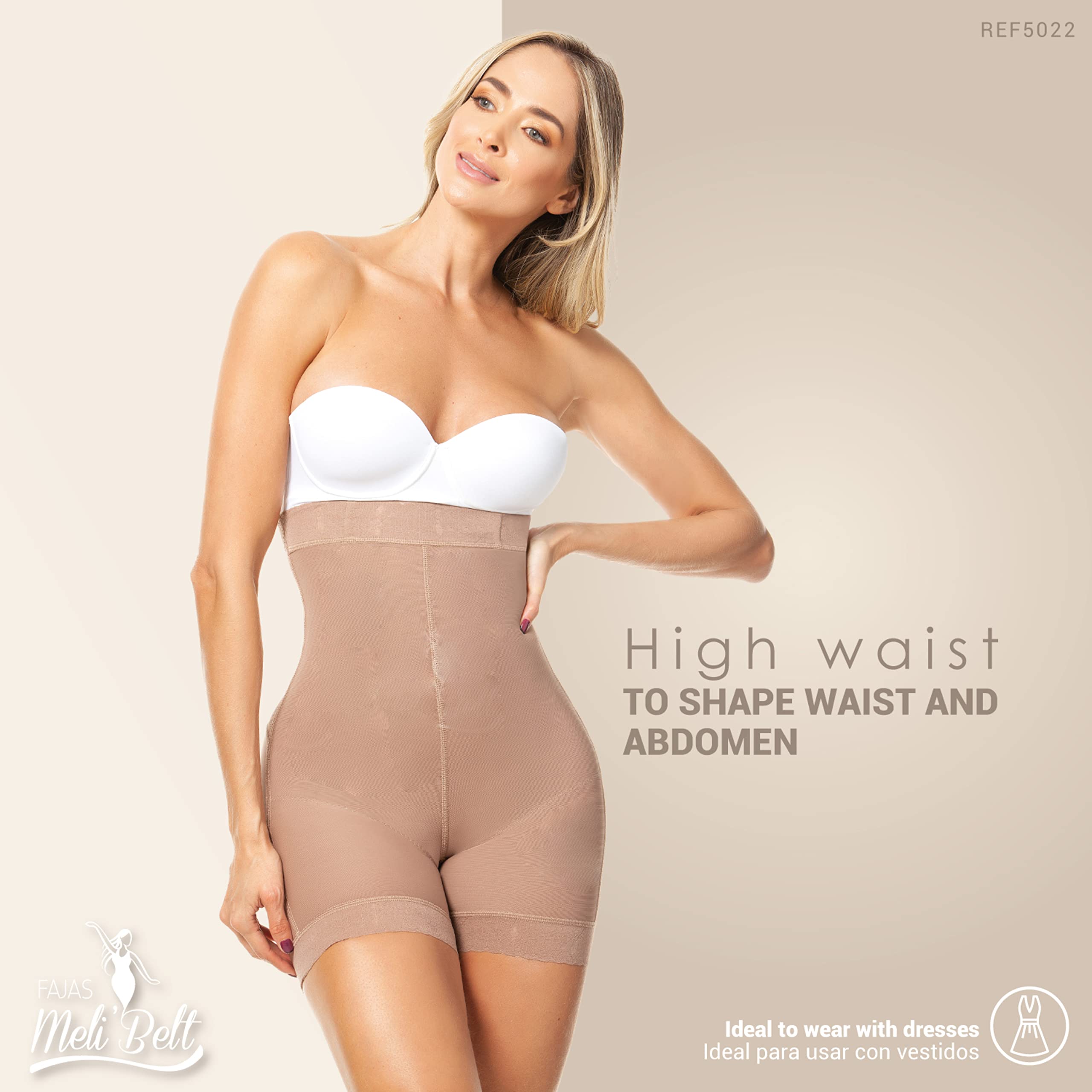 FAJAS MELI'BELT 5022 Colombian High Waist Butt Lifter Shapewear Shorts - Tummy Control & Booty Enhancement for Women, Perfect for Workout, Postpartum Recovery and Everyday Wear