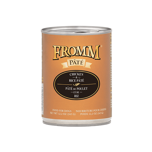 Fromm Chicken & Rice Pâté Canned Dog Food - Grain-Free, High Protein Wet Food for Dogs (12.2oz/345g, Pack of 12) - Perfect for Puppies, Adult & Senior Dogs - Great for Mealtime, Training Treats & Digestive Health