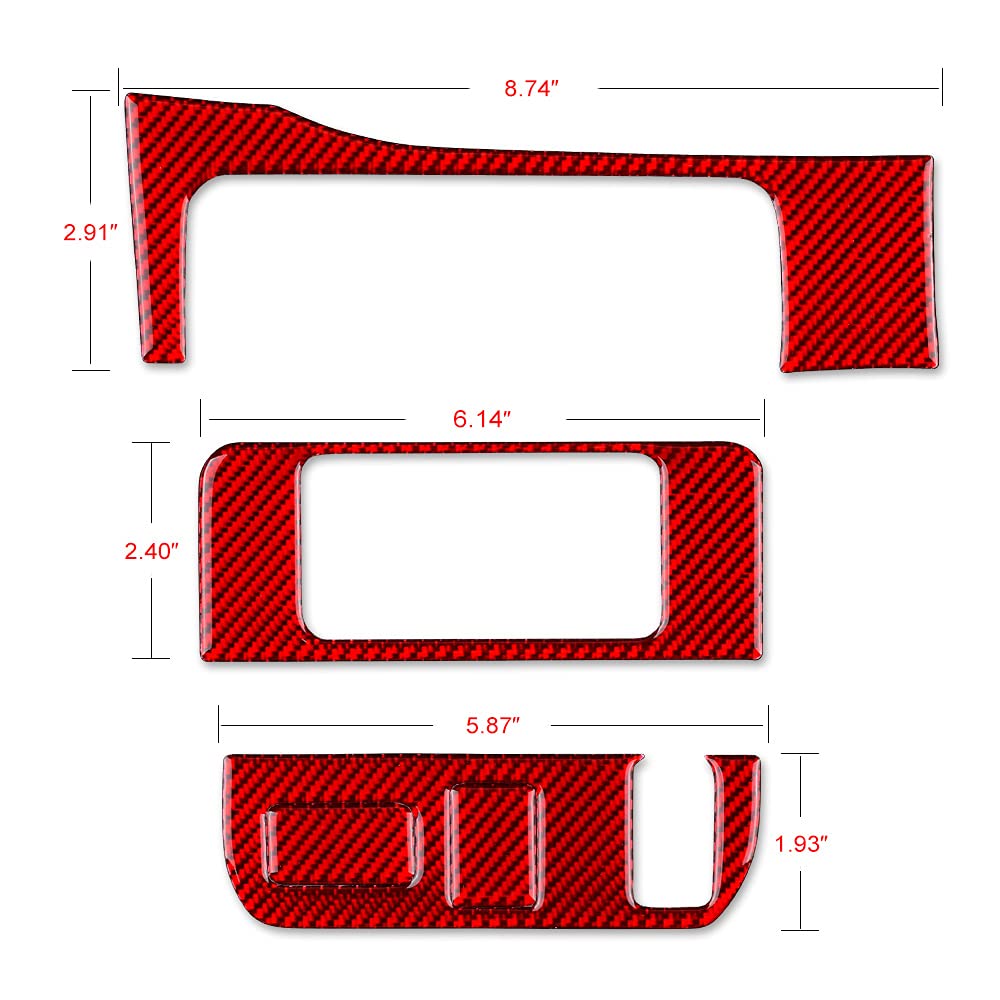 Premium Carbon Fiber Car Headlight Switch Button Frame Sticker - Interior Trim Accessory Compatible with Toyota Tacoma 2016-2021 Models (Red) - Enhances Dashboard Style & Protects Switch Panel