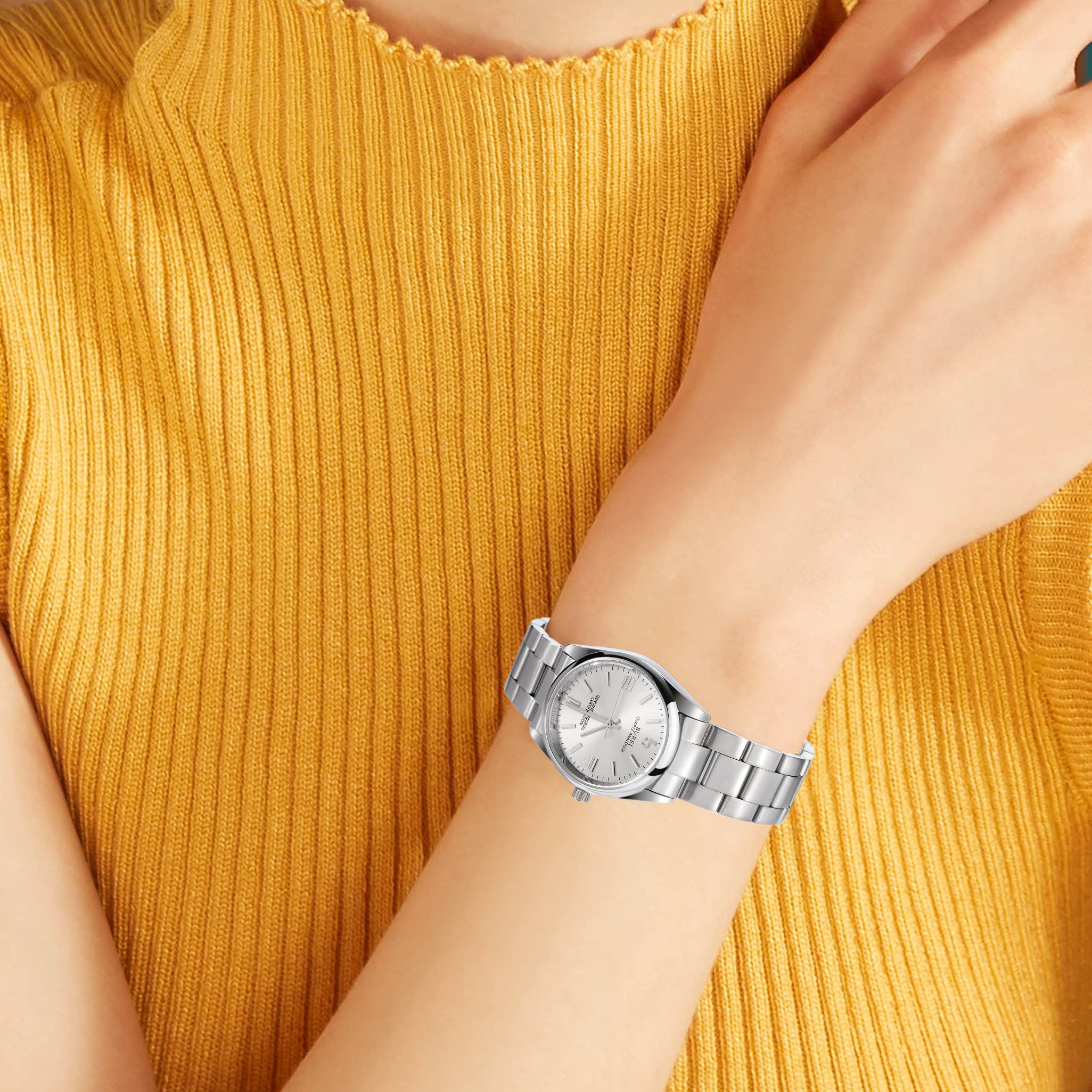 BUREI Women's Fashion Analog Quartz Stainless Steel Wristwatch - 36mm Business Dress Watch for Ladies | Perfect for Office, Formal Events & Everyday Wear