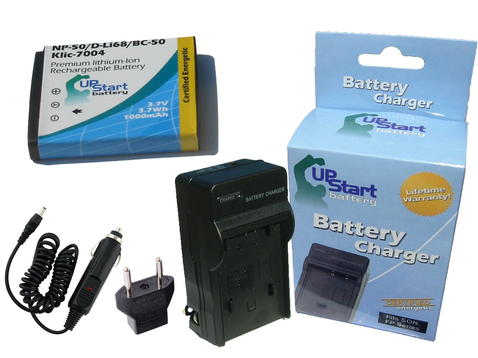 Fujifilm X20 Replacement Battery and Charger Kit - 1100mAh NP-50 Lithium-Ion Battery with AC Wall Charger, Car Adapter & EU Plug - Compatible with Fujifilm Digital Cameras - Perfect for Travel Photography and On-the-Go Shooting