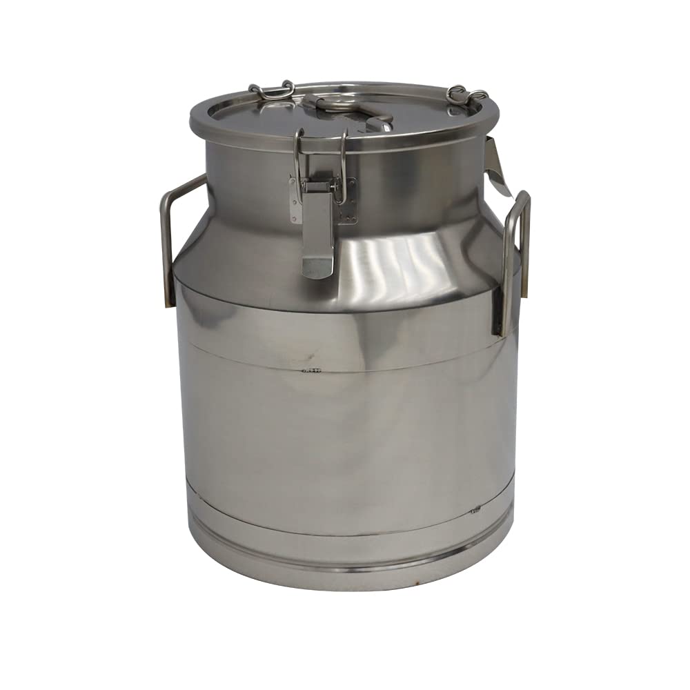 Premium 304 Stainless Steel Milk Can with Silicone Sealed Lid - 5.3 Gallon (20L) - Ideal for Storing Milk, Honey, Juice & Cooking Oil - Perfect for Home, Restaurant & Commercial Kitchen Use