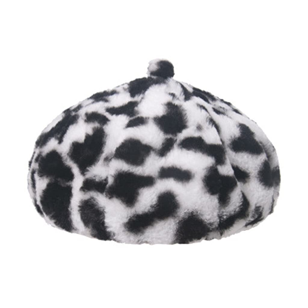 ZYKBB Women's Faux Fur Beret Hat - Rainbow Letter Pattern Painter Cap, Winter Warm French Newsboy Hat for Ladies (56-58cm) - Perfect for Winter Fashion, Art Classes & Parisian Style Outfits