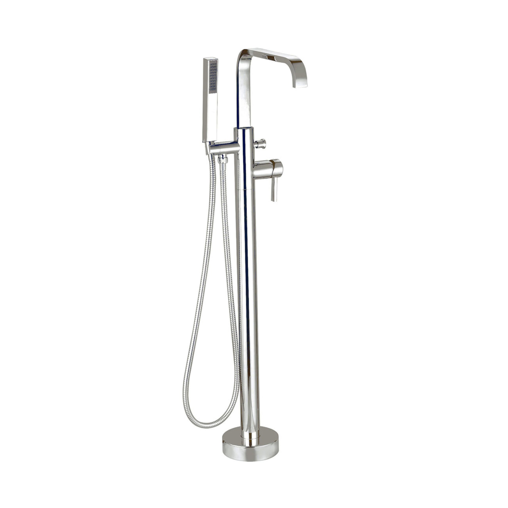 Isla Floor Standing Bathtub Faucet - Modern Freestanding Tub Filler with Hand Shower - Perfect for Luxury Bathroom, Spa, and Master Suite Relaxation
