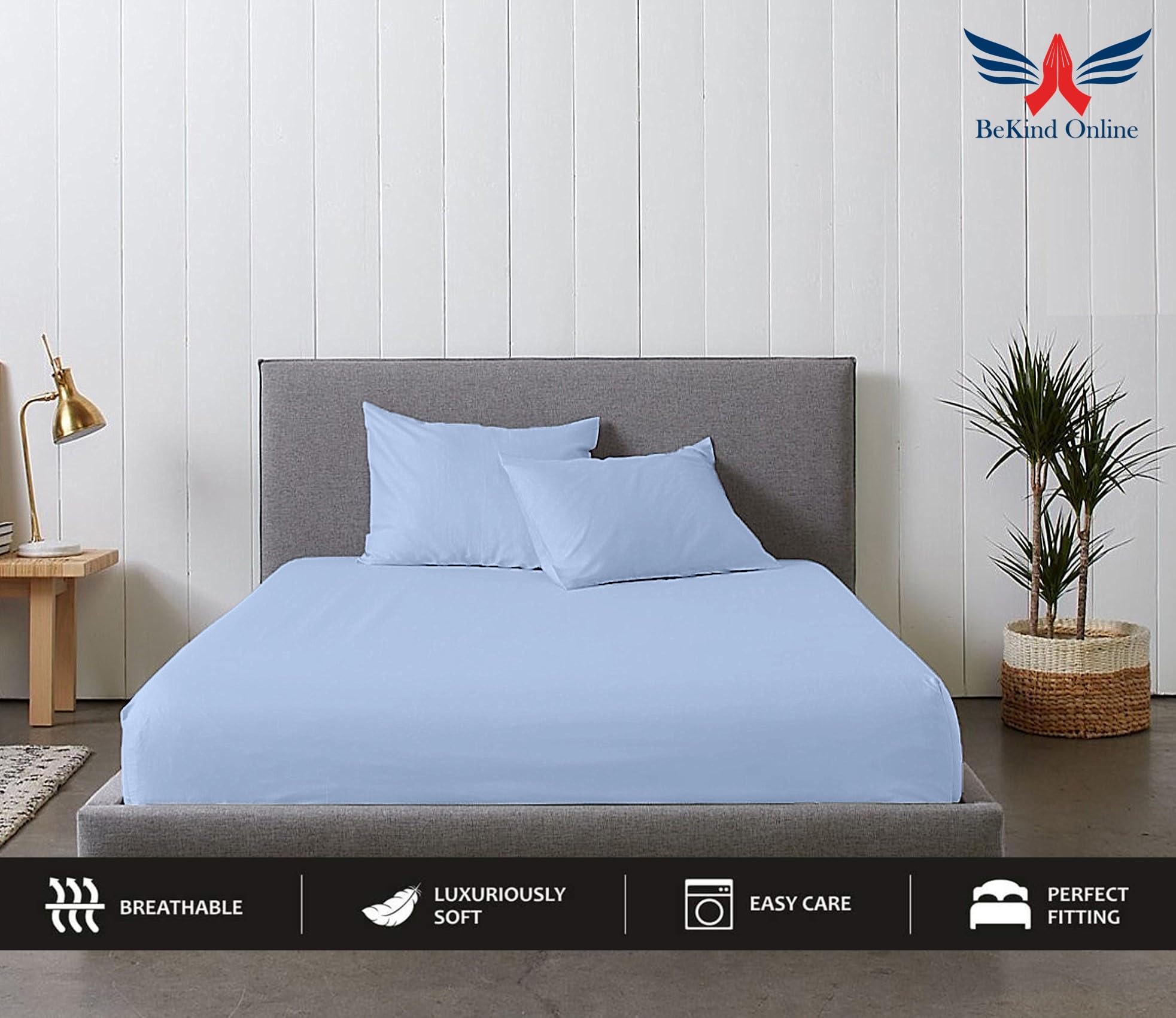 100% Organic Cotton Twin Sheets Set - 800 Thread Count Long-Staple Cotton 4-Piece Bedding (Twin, Light Blue) | Breathable Luxury Sateen Weave | Fits 10