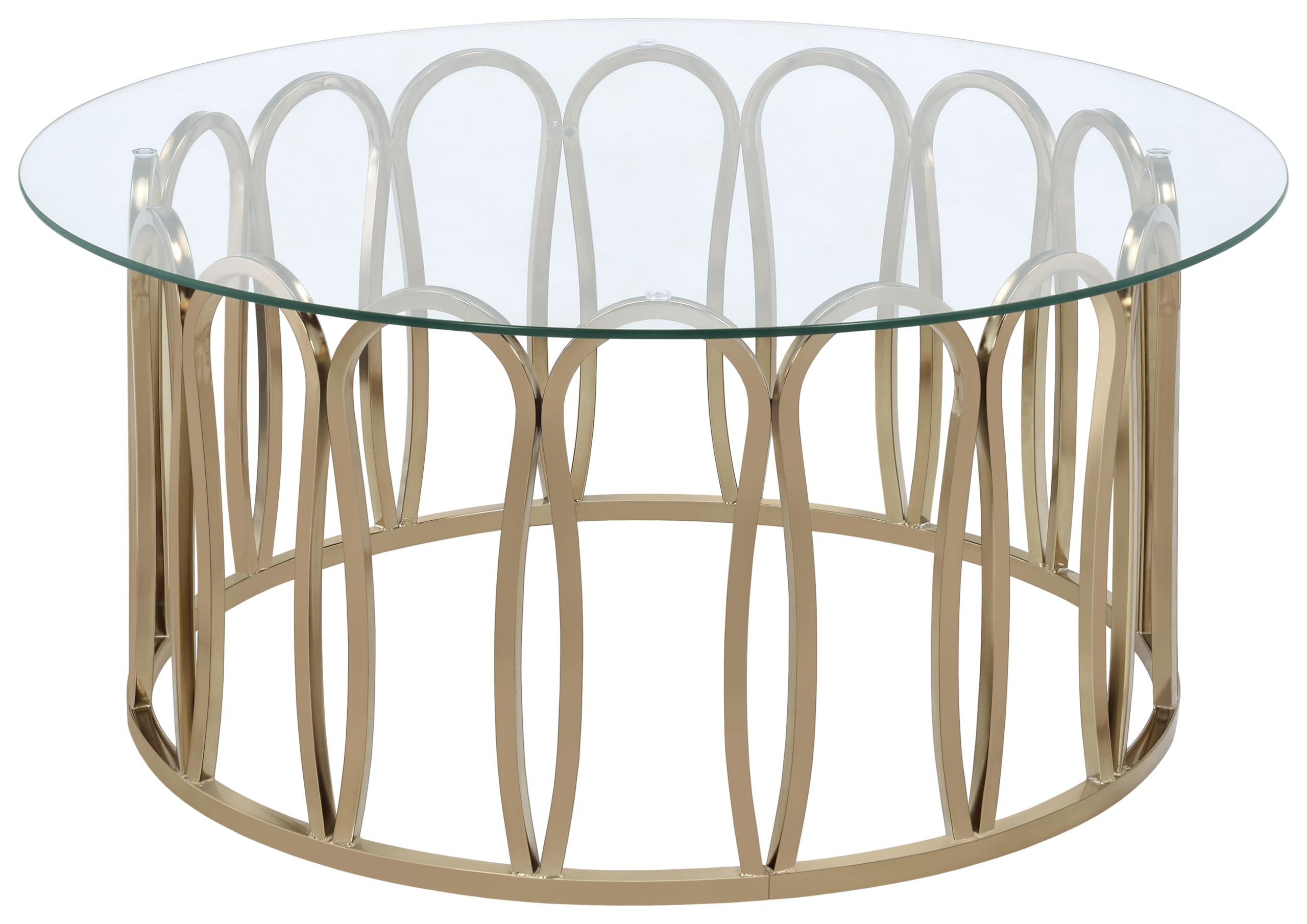 Coaster Home Furnishings Monett Round Coffee Table - Chocolate Finish with Chrome Accents & Clear Glass Top - Perfect for Living Room, Lounge & Modern Home Decor