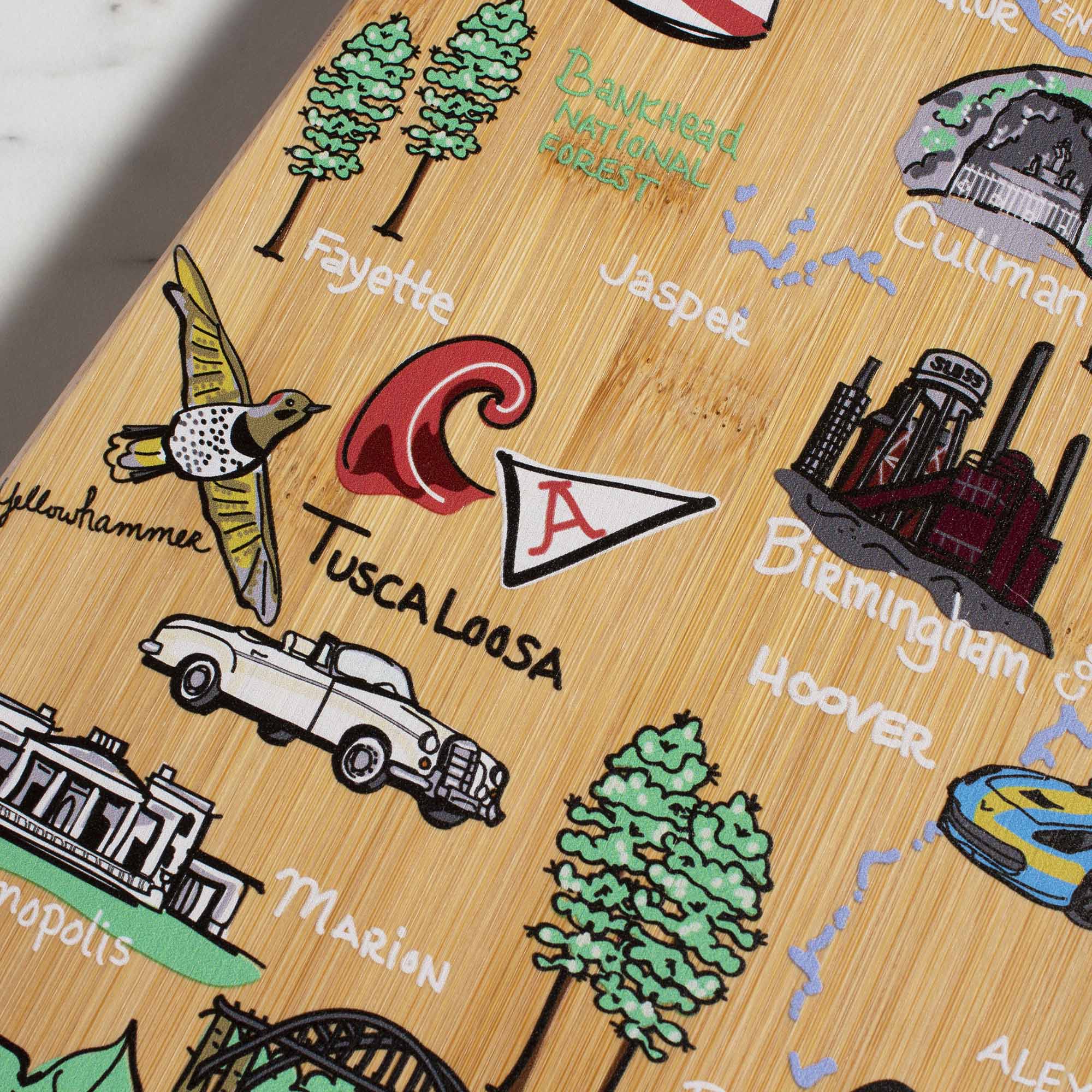 Premium Alabama Wood Cutting Board with Fish Kiss™ Artwork - Durable Kitchen Chopping Board for Meat, Vegetables & Cheese - Perfect for Home Cooking & Gift Giving