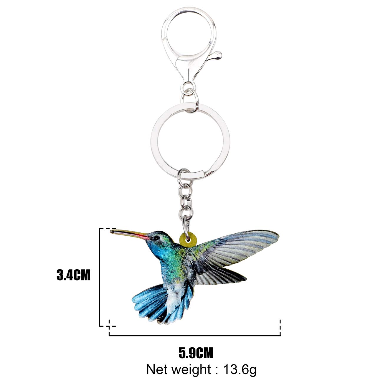 WEVENI Acrylic Hummingbird Keychain - Cute Bird Jewelry Gift for Women & Girls - Handbag, Purse & Car Accessory Charm - Perfect for Birthday, Mother's Day & Travel Souvenirs