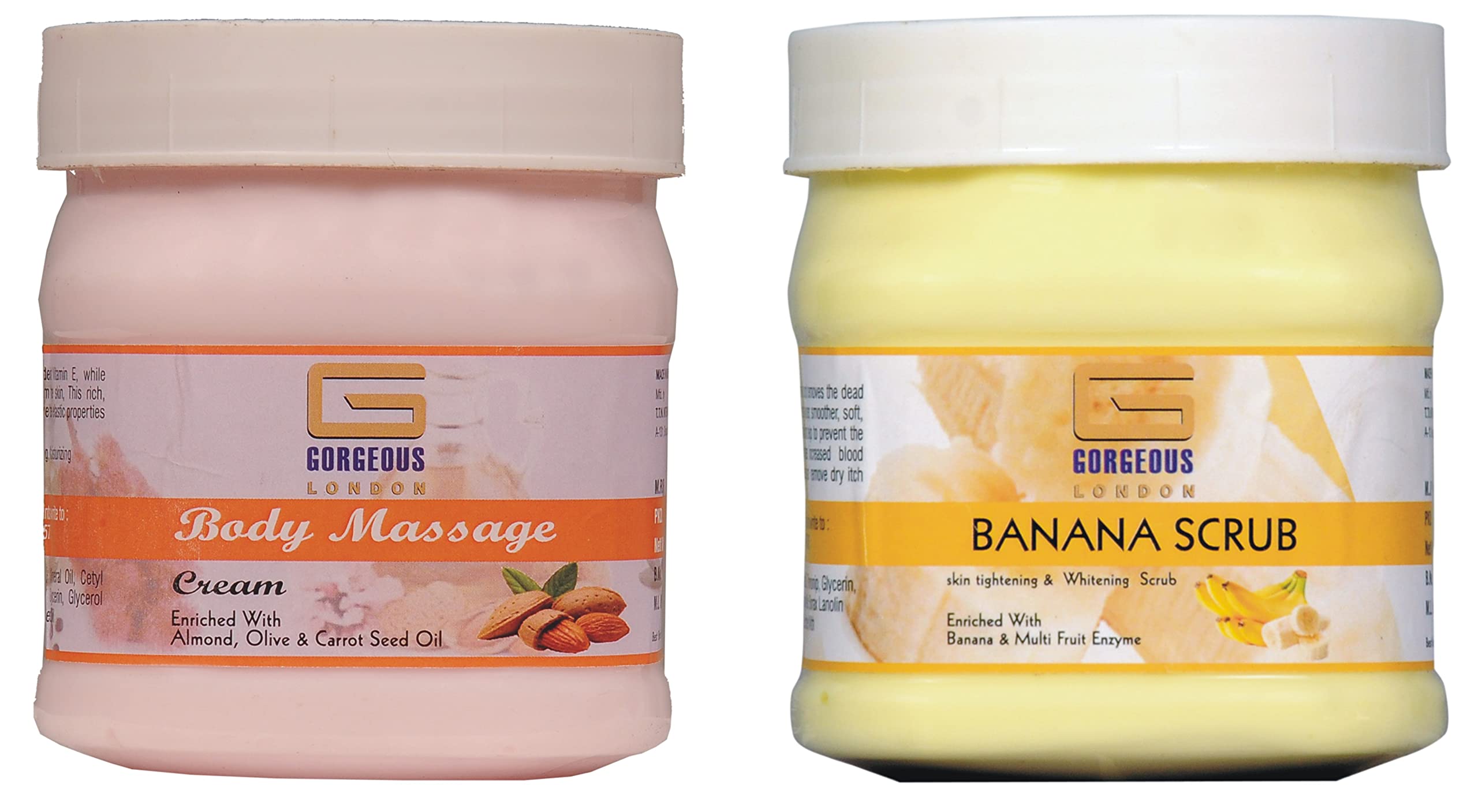 London Body Massage Cream & Strawberry Scrub Set - 2 Pack (450g Each) | Spa Day Gift, Relaxing Skincare Routine, At-Home Self Care Treatment