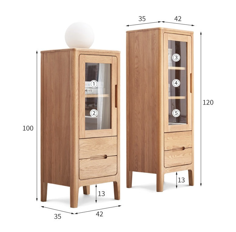 Solid Oak Wood Side Cabinet - Rustic Home Storage Organizer for Living Room, Bedroom, or Entryway