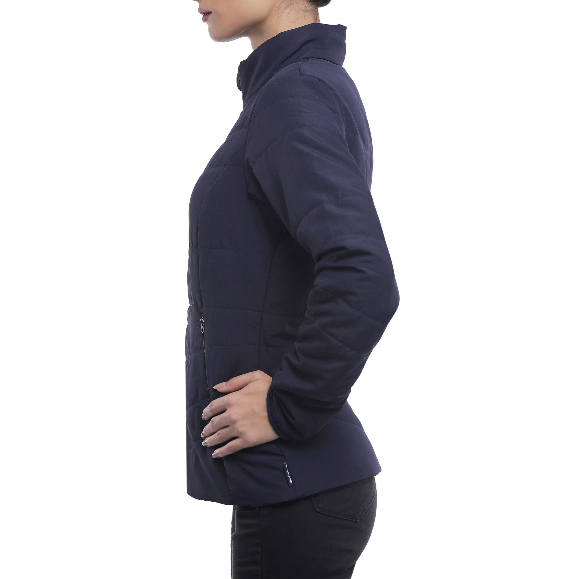 Forclaz Women's Synthetic Insulated Mountain Backpacking Jacket with Padding - Lightweight, Water-Resistant for Hiking & Outdoor Adventures (32°F/0°C Rating) - Perfect for Camping, Trekking & Cold Weather Activities