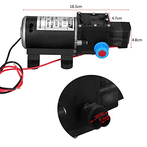 12V DC Diaphragm Self Priming Water Pump - Keenso 100W 8L/Min 160PSI High Pressure Pump with Intelligent Valve & Pressure Switch - Ideal for Car Washing, Solar Energy Systems, RV Water Supply & Home Irrigation