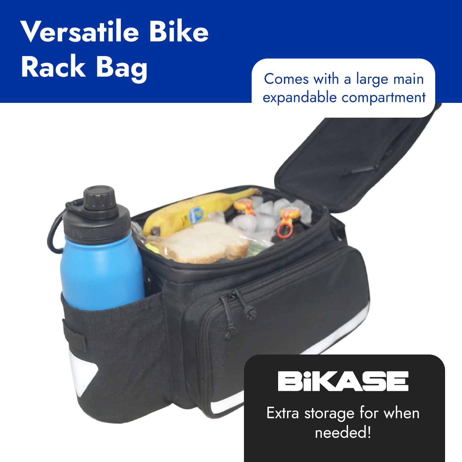 BiKase MIK Compatible Trunk Bike Bag - Waterproof Bicycle Pannier Rack Bag with MIK Attachment & Water Bottle Holder | Perfect for Commuting, Grocery Shopping & Outdoor Adventures (MIK Rack Not Included)