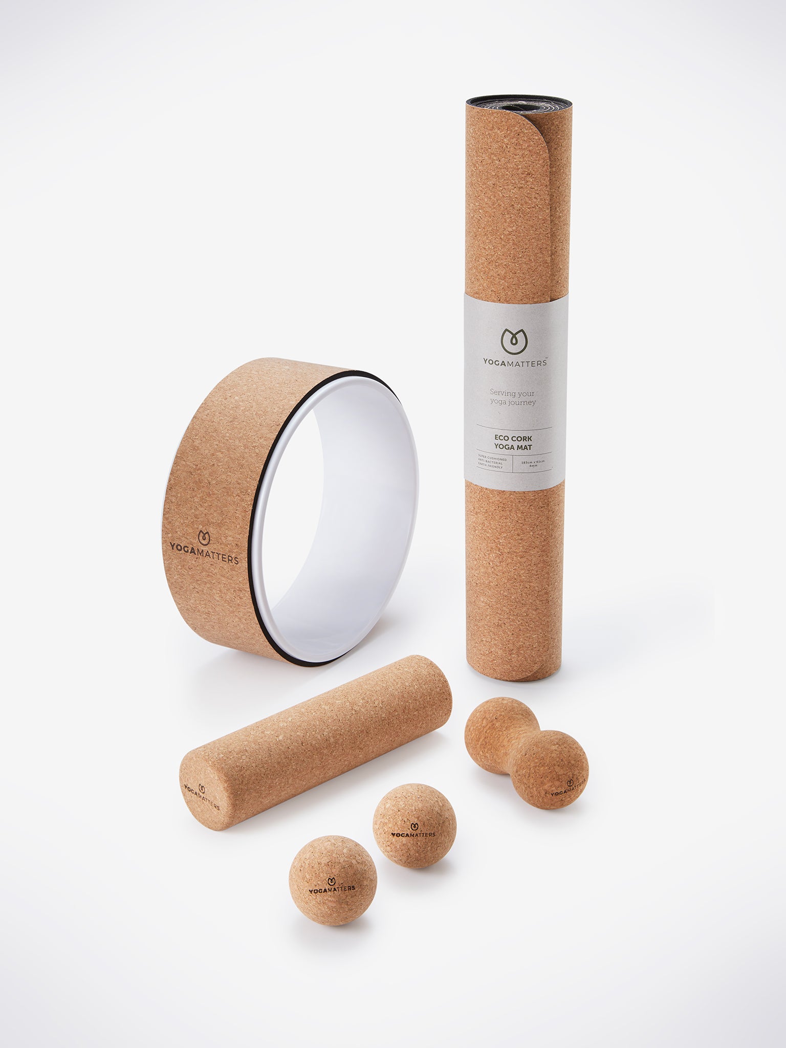 Yogamatters Cork Yoga Wheel for Back Stretching & Flexibility - Premium Eco-Friendly Yoga Prop for Home & Studio Workouts