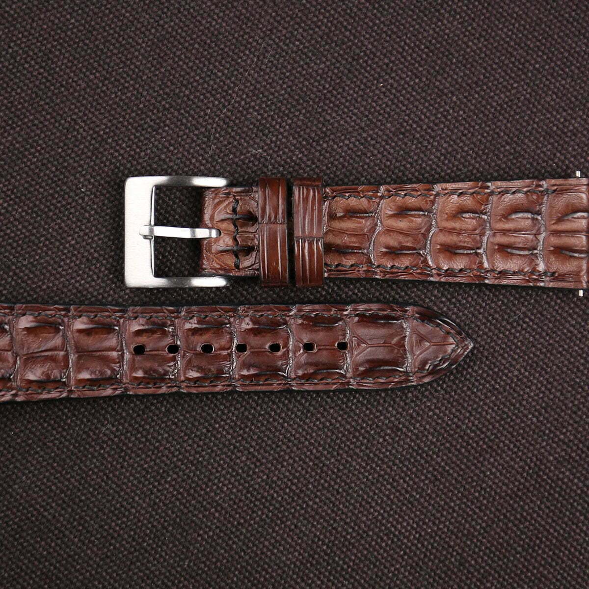 Premium Alligator & Double Hornback Leather Watch Straps for Men & Women - Quick Release Replacement Bands (16mm-24mm Sizes) - Luxury Brown Leather Watch Accessory for Business, Casual & Formal Occasions