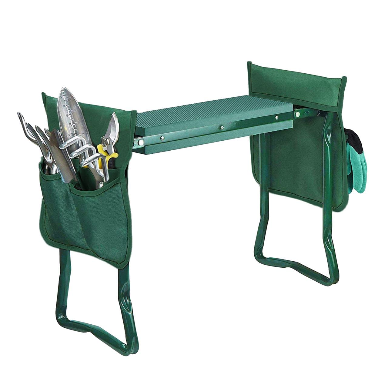 Foldable Garden Kneeler & Seat with 2 Tool Pouches - Multi-Use Bench with Soft Kneeling Pad - Perfect Gardening Gift for Women & Men - Ideal for Planting, Weeding and Outdoor Yard Work